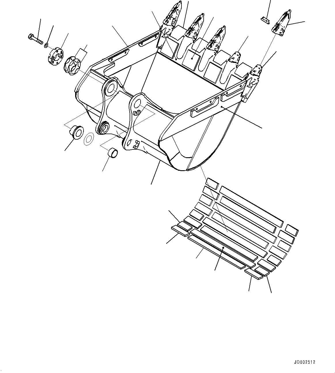 Схема запчастей Komatsu PC600-8E0 - КОВШ (№-) КОВШ, .M, MM ШИР., WEAR ПЛАСТИНА, KMAX TOOTH, THRUST ADJUSTMENT, БОКОРЕЗЫ
