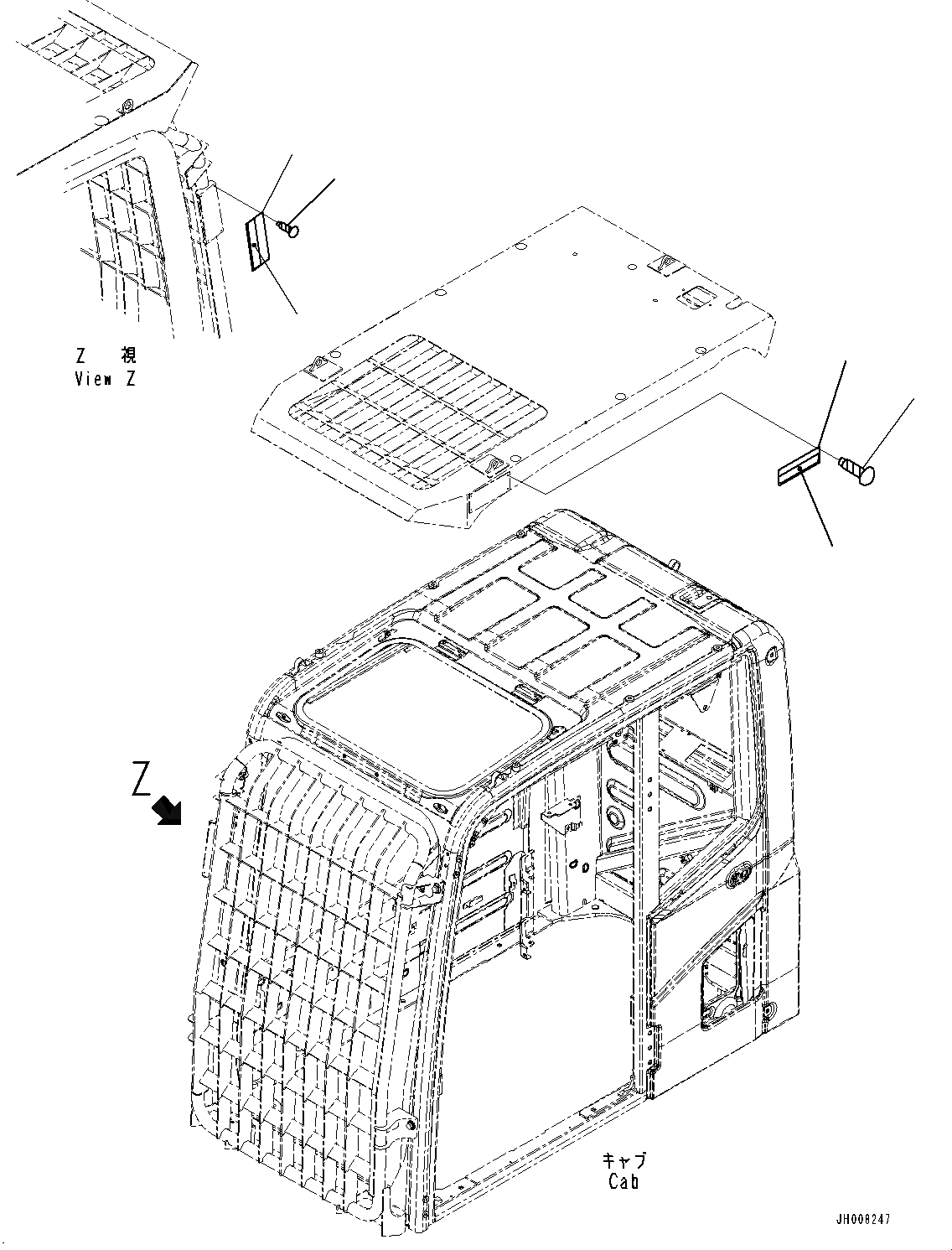 Схема запчастей Komatsu PC600-8E0 - FOPS ПЛАСТИНА (№-) FOPS ПЛАСТИНА, ДЛЯ ТУРЦИЯ-АНГЛ., КАБИНА ПЕРЕДН. ПОЛН. ЗАЩИТА