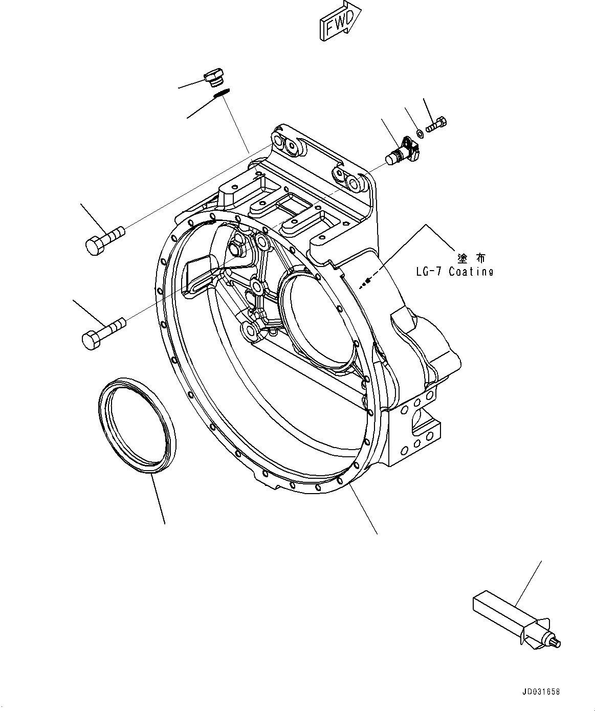 Схема запчастей Komatsu SAA6D140E-5B - КАРТЕР МАХОВИКА (№98-) КАРТЕР МАХОВИКА