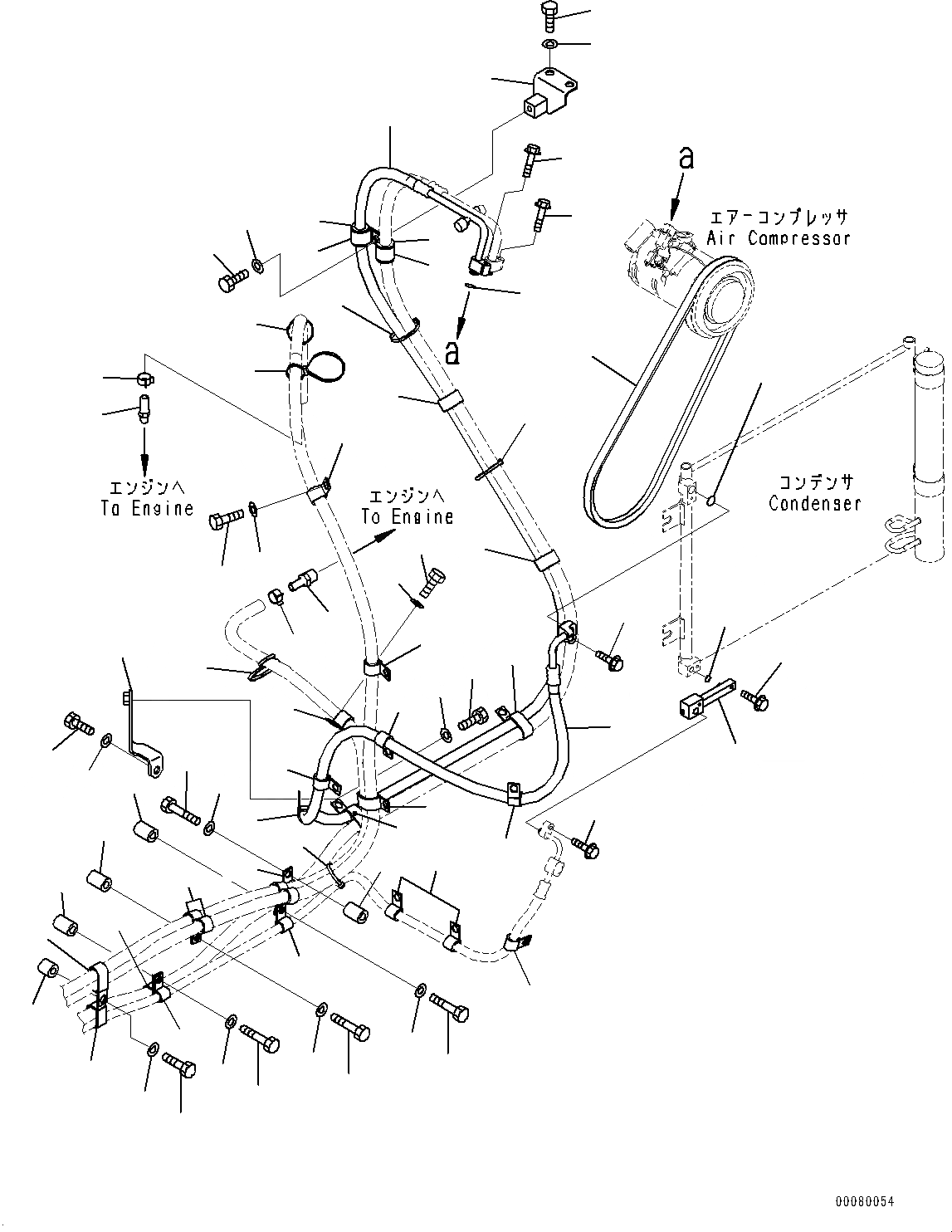Схема запчастей Komatsu PC200LC-8E0 - КОНДИЦ. ВОЗДУХА, ТРУБКИ КОНДИЦИОНЕРА (№8-) КОНДИЦ. ВОЗДУХА