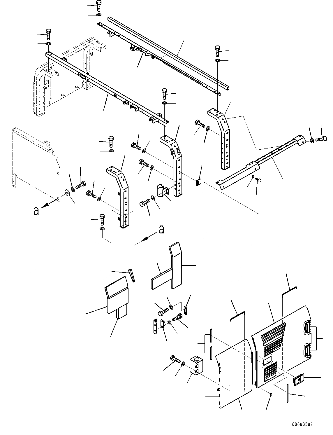 Схема запчастей Komatsu PC200LC-8E0 - БОКОВ. КРЫШКА (№8-) БОКОВ. КРЫШКА