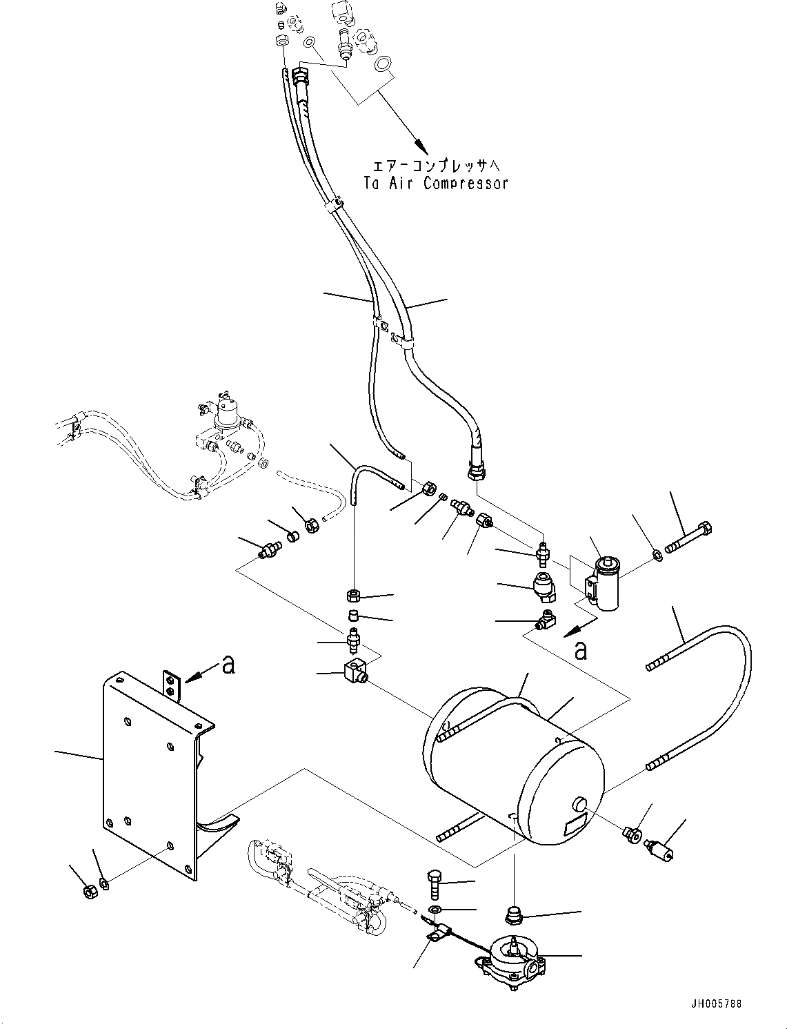 Схема запчастей Komatsu PC1250-8R - ВОЗД. СИСТЕМА, ВОЗД. БАЛЛОН (№-) ВОЗД. СИСТЕМА, С АВТОМАТИЧ.-СИСТ. СМАЗКИ СИСТЕМА, ДЛЯ ХОЛОДН. AREA СПЕЦ-ЯIFICATION A (- DEG C)