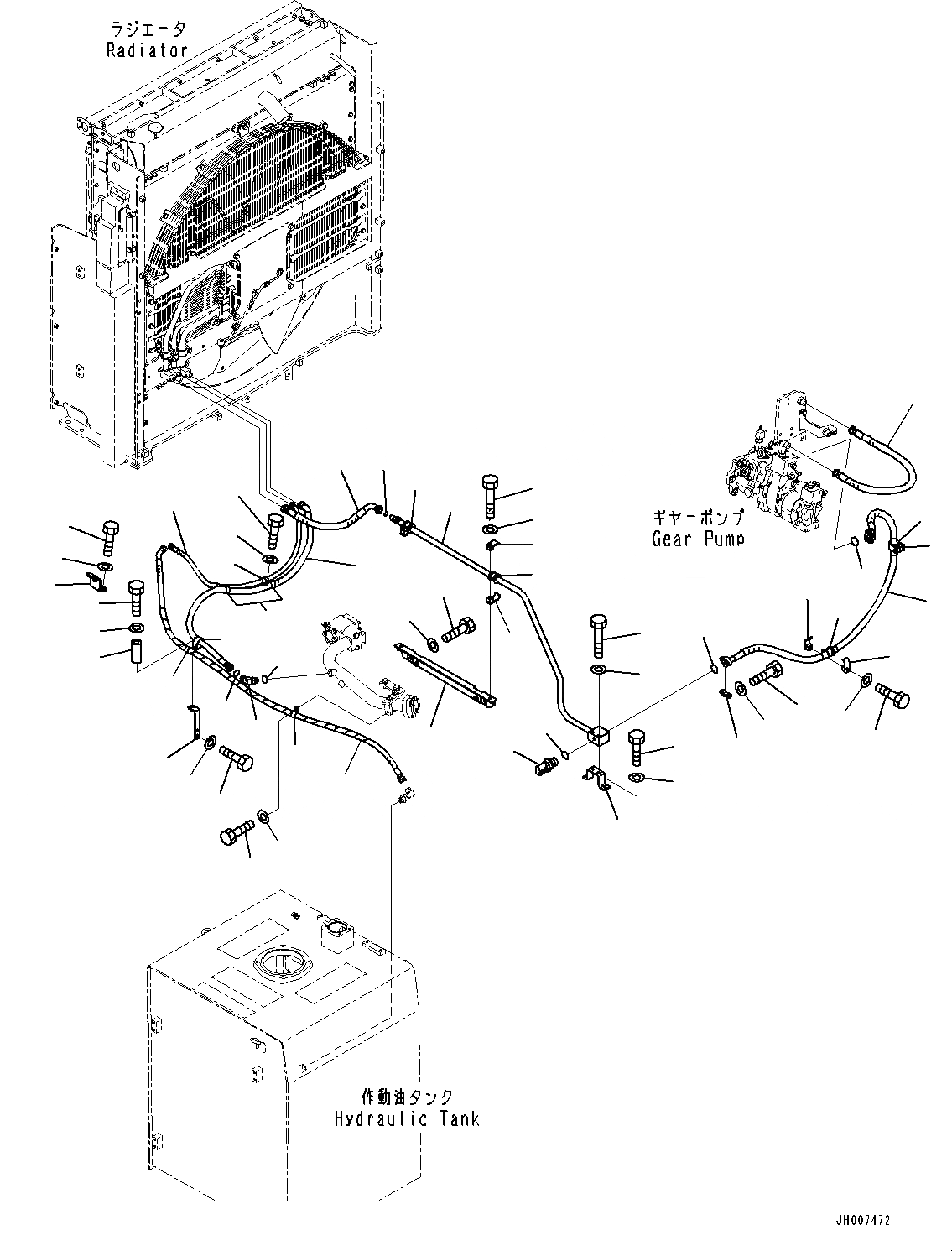Схема запчастей Komatsu PC1250-8R - ВОЗВРАТ. ТРУБЫ, РАДИАТОР МОТОР ТРУБЫ (№-) ВОЗВРАТ. ТРУБЫ