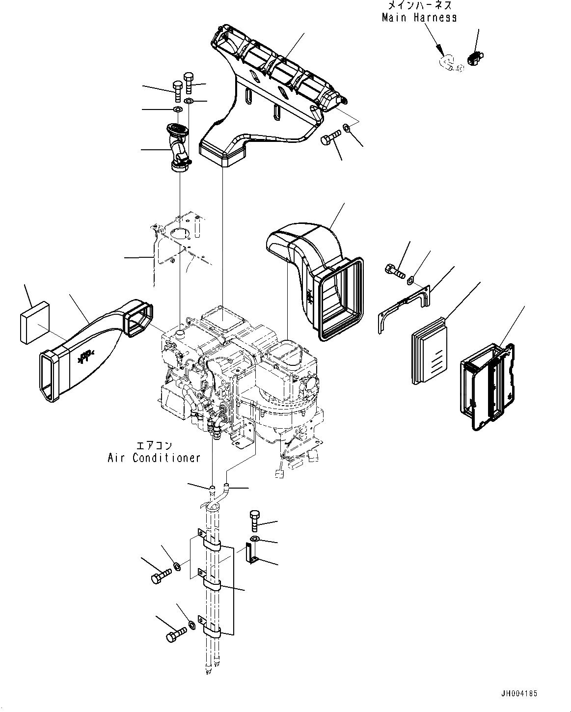 Схема запчастей Komatsu PC1250-8R - КОНДИЦ. ВОЗДУХА, ВОЗДУХОВОДЫ (№-) КОНДИЦ. ВОЗДУХА, АВТОМАТИЧ. ТИП, С ВЫС.-КРЕПЛЕНИЕ КАБИНЫ, MM