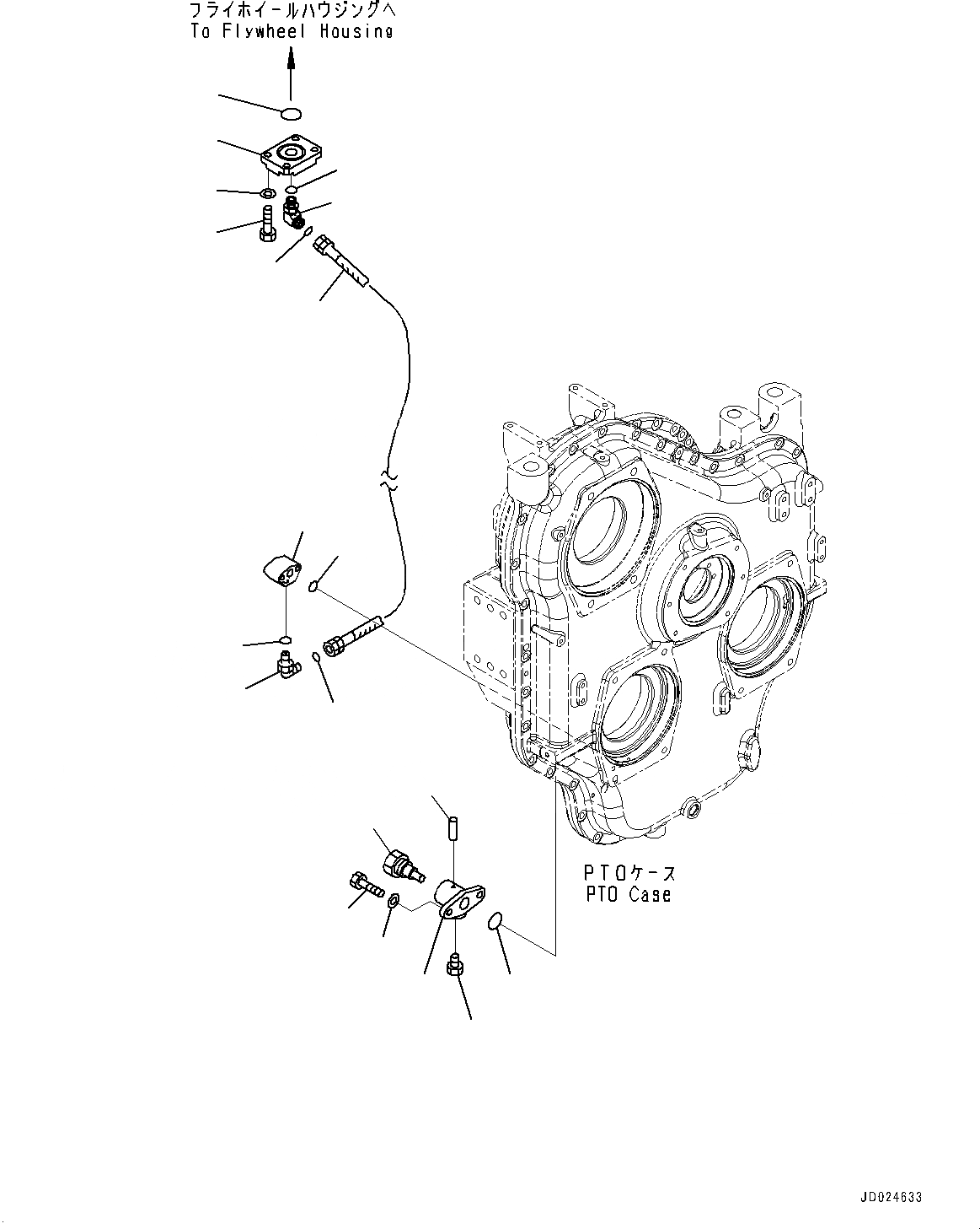 Схема запчастей Komatsu 3D75-1B - POWER TAKEOFF, МАХОВИК ТРУБЫ (№-) POWER TAKEOFF