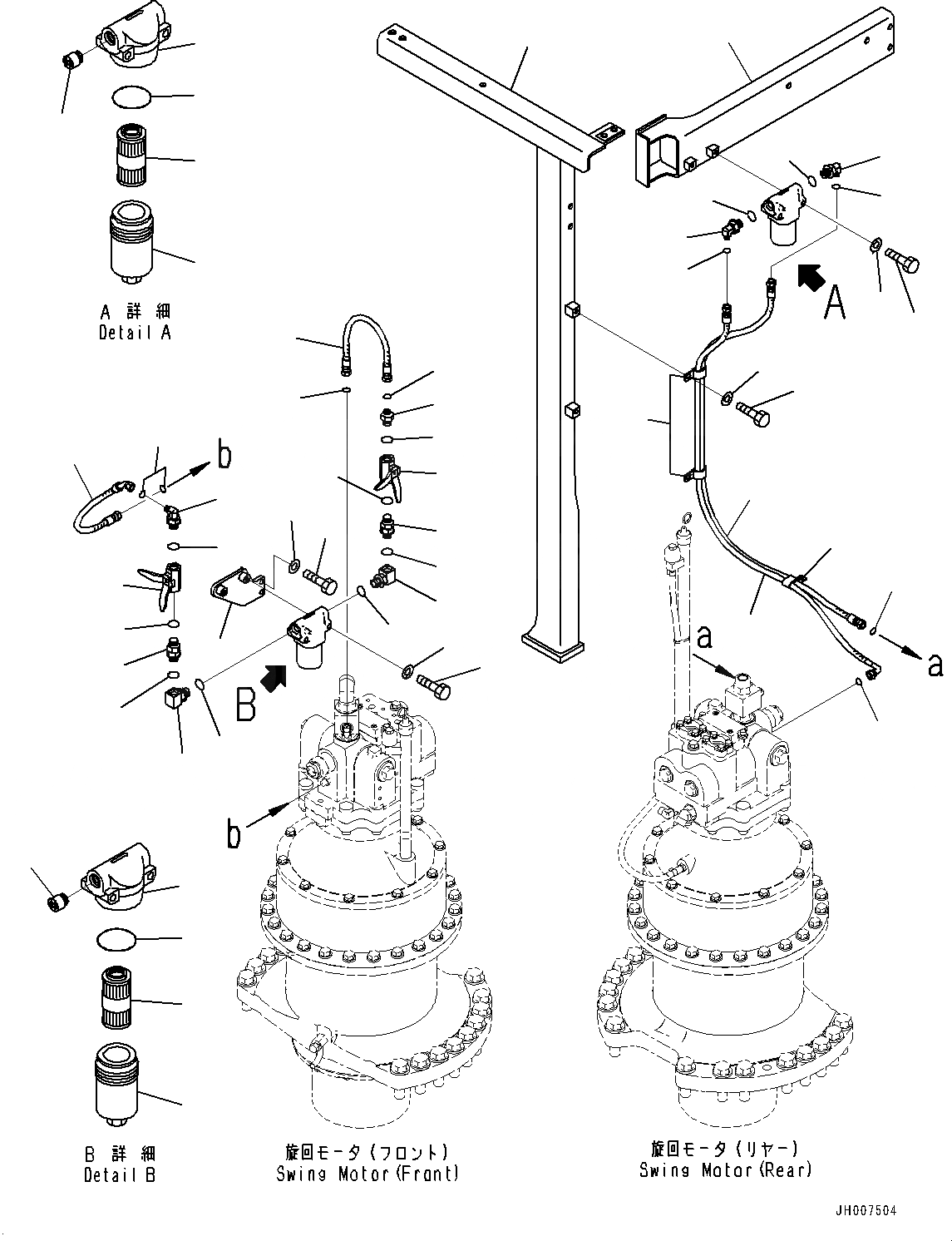 Схема запчастей Komatsu PC1250SP-8R - ДРЕНАЖН. ТРУБЫ, МОТОР ПОВОРОТА ФИЛЬТР. (№-) ДРЕНАЖН. ТРУБЫ