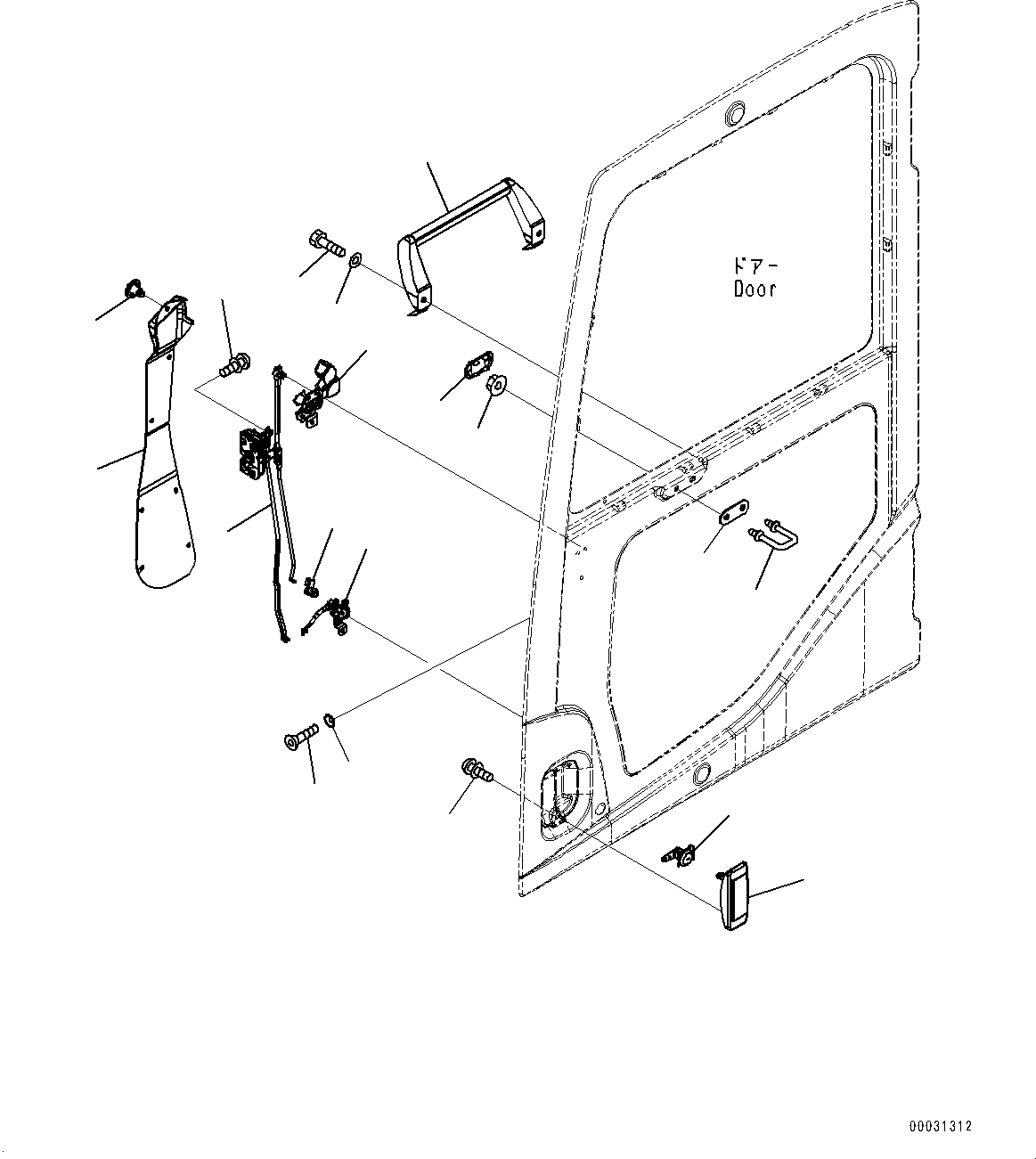 Схема запчастей Komatsu PC1250SP-8R - КАБИНА, ЗАМОК ДВЕРИ (№-7) КАБИНА, С VHMS, ORBCOMM, GPS, ДЛЯ КАРЬЕРН