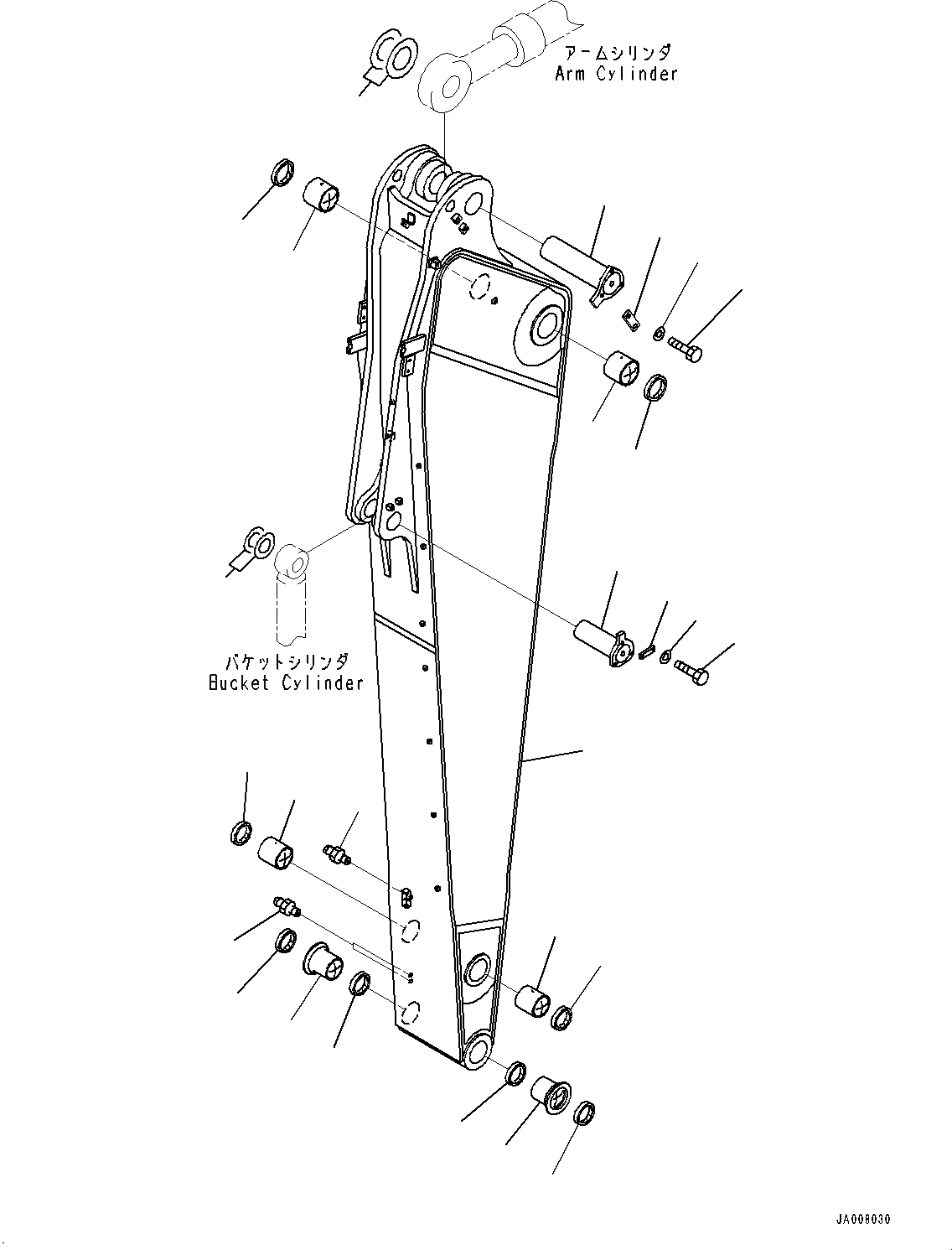 Схема запчастей Komatsu PC1250-8R - РУКОЯТЬ, РУКОЯТЬ И ПАЛЕЦ (№-) РУКОЯТЬ, 7MM