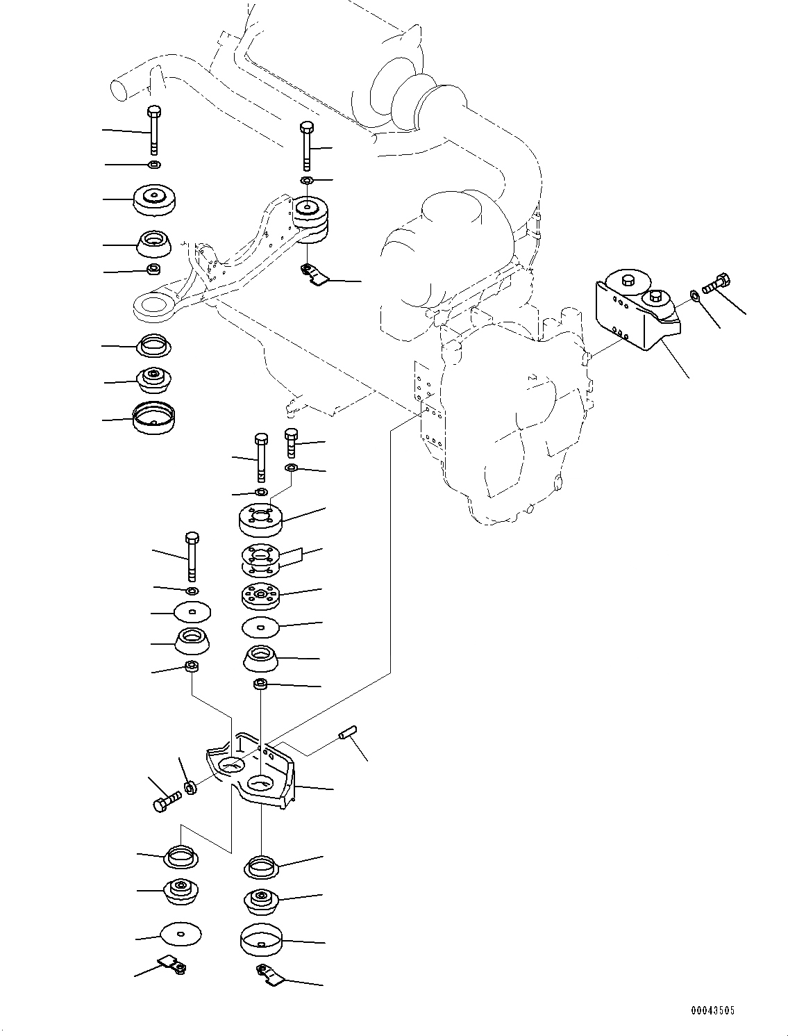 Схема запчастей Komatsu PC1250SP-8R - КРЕПЛЕНИЕ ДВИГАТЕЛЯ (№-) КРЕПЛЕНИЕ ДВИГАТЕЛЯ