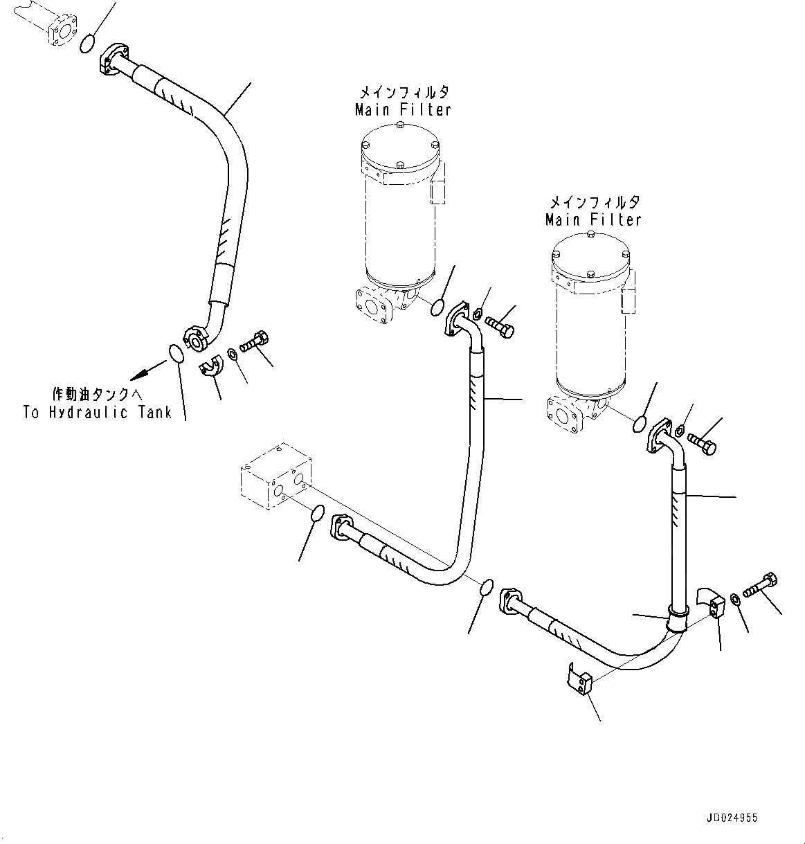 Схема запчастей Komatsu PC1250SP-8R - ЛИНИИ МАСЛООХЛАДИТЕЛЯ, ГИДР. БАК. ТРУБЫ (№-) ЛИНИИ МАСЛООХЛАДИТЕЛЯ