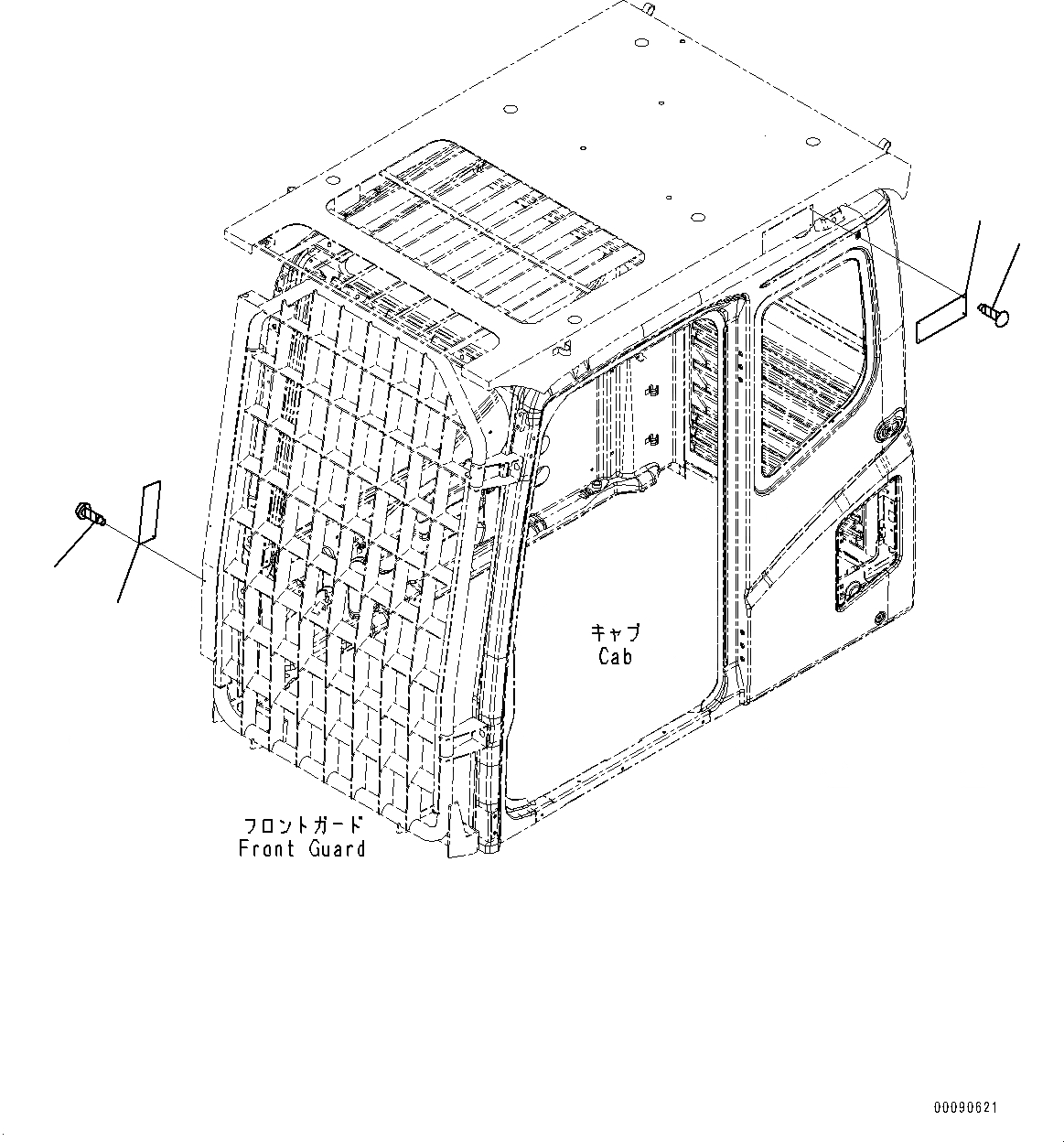 Схема запчастей Komatsu PC1250SP-8R - FOPS ПЛАСТИНА (№-) FOPS ПЛАСТИНА, ВЕРХН. AND ФРОНТАЛЬНАЯ ЗАЩИТА, АНГЛ.