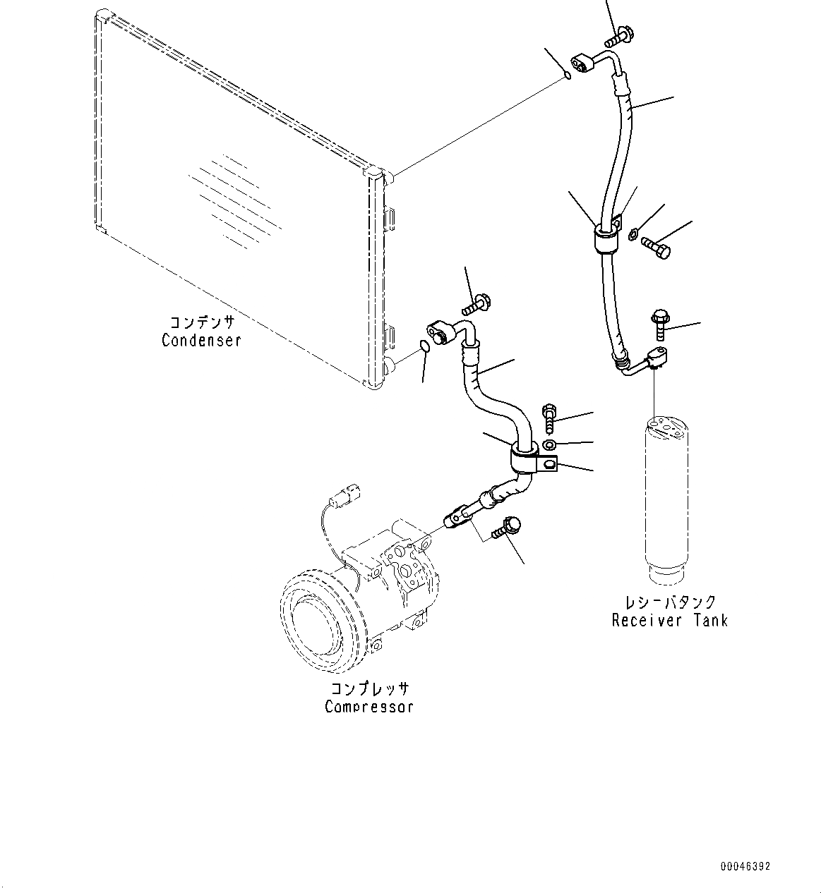 Схема запчастей Komatsu D375A-6R - КОМПРЕССОР, DISПОДАЧА ТРУБЫ (№-) КОМПРЕССОР, БЕЗ ПОДДОН ДВИГ-ЛЯ И ПОДОГРЕВАТЕЛЬ ХЛАДАГЕНТА