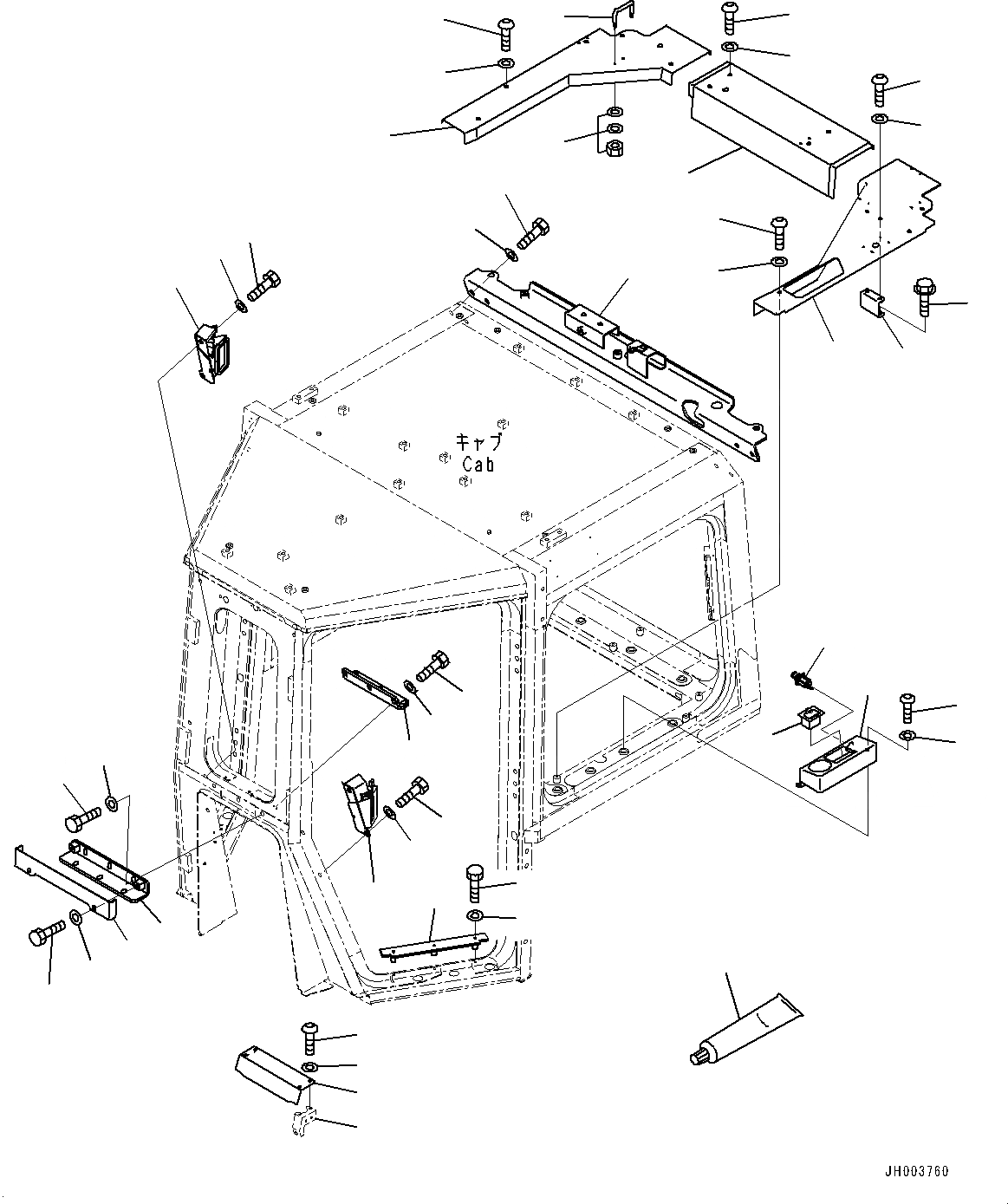 Схема запчастей Komatsu D375A-6R - КАБИНА, ЧАСТИ ОБШИВКИ (/) (№-) КАБИНА, ЕС БЕЗОПАСН. REGULATION, С ЗАДН.VIEW CAMERA