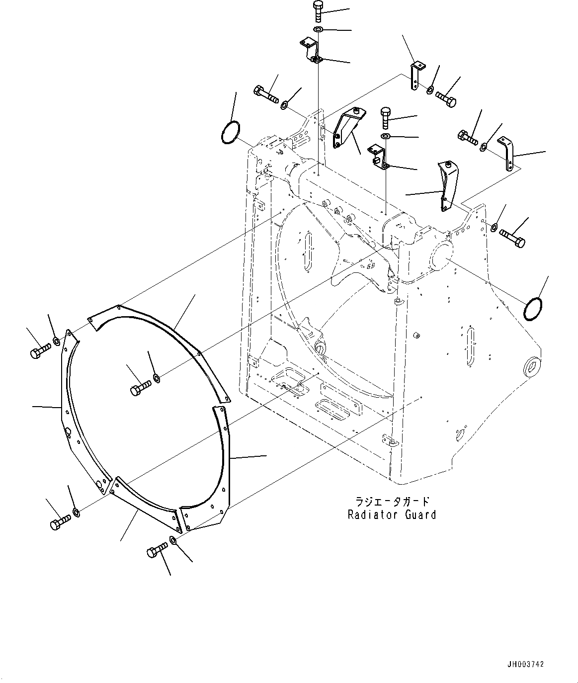Схема запчастей Komatsu D375A-6R - ЗАЩИТА РАДИАТОРА, КРЕПЛЕНИЕ КАПОТАING (№-) ЗАЩИТА РАДИАТОРА, БЕЗ ПРОВОДКА, ЧАСТЬ NO. И MANUFACTURING DATE CODE