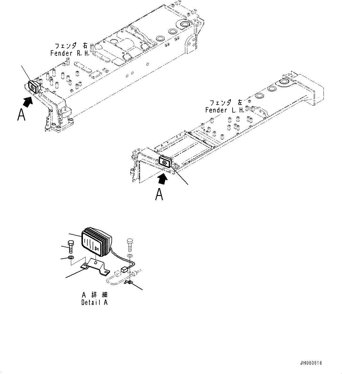 Схема запчастей Komatsu D375A-6R - КРЫЛО, ЛАМПА РАБОЧ. ОСВЕЩЕНИЯ, ПЕРЕДН. (№-) КРЫЛО, ВЫСОК. ЕМК. АККУМУЛЯТОР, С HID ОСВЕЩЕНИЕ, VHMS