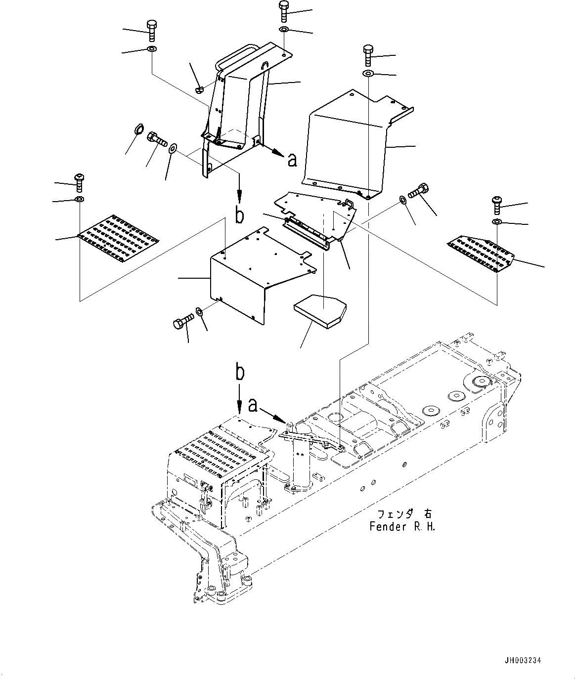 Схема запчастей Komatsu D375A-6R - КРЫЛО КОМПОНЕНТЫ, КРЫШКА КРЫЛА, ПРАВ. (№-) КРЫЛО КОМПОНЕНТЫ, С ТОПЛИВН. БЫСТР. ЗАПРАВ. СИСТЕМА
