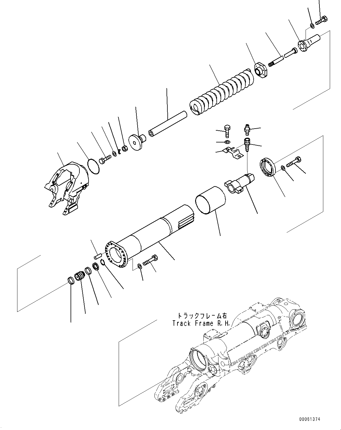 Схема запчастей Komatsu D375A-6R - ГУСЕНИЧНАЯ РАМА, ПРУЖИНА, ПРАВ. (№-) ГУСЕНИЧНАЯ РАМА, С ЗАЩИТА ОПОРНЫХ КАТКОВ, ДЛЯ ХОЛОДН. AREA СПЕЦ-ЯIFICATION