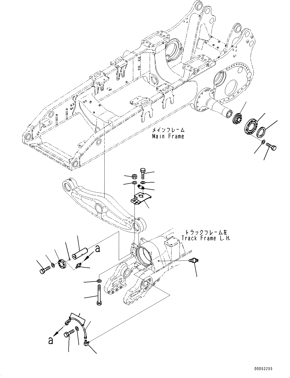 Схема запчастей Komatsu D375A-6R - ГУСЕНИЧНАЯ РАМА, БАЛКА БАЛАНСИРА И СМАЗКА (/) (№-) ГУСЕНИЧНАЯ РАМА, С ЗАЩИТА ОПОРНЫХ КАТКОВ, ДЛЯ ОТВАЛ С ДВОЙН. ПЕРЕКОСОМ
