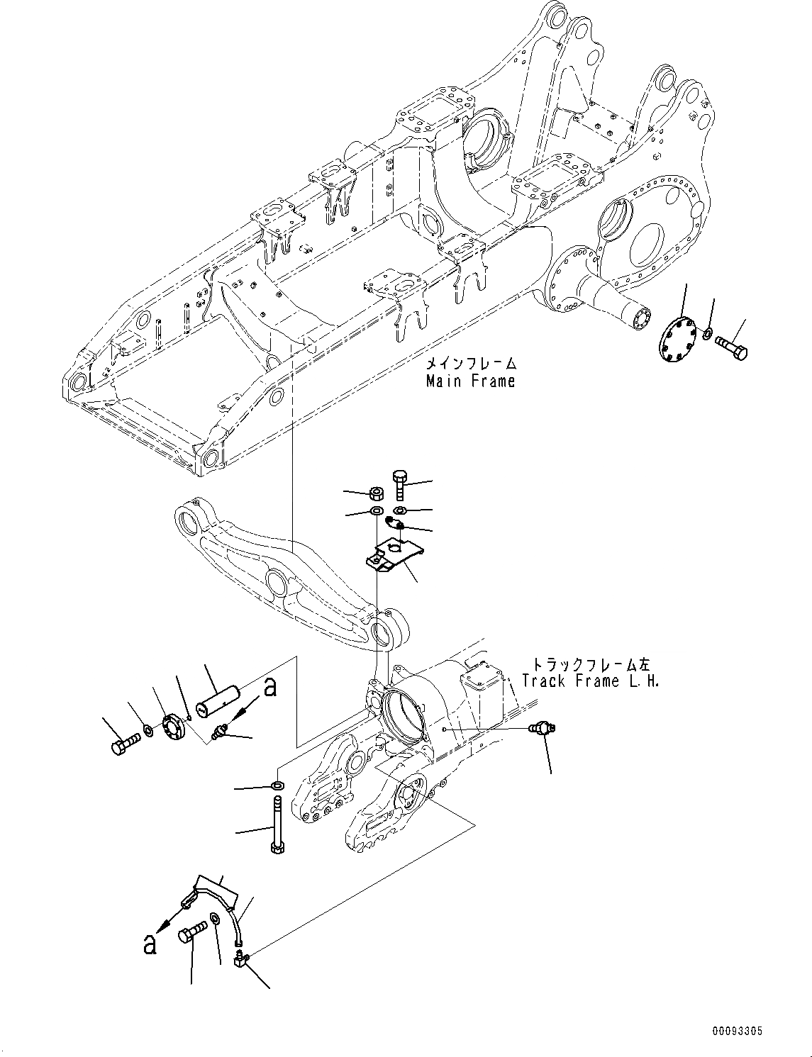 Схема запчастей Komatsu D375A-6R - ГУСЕНИЧНАЯ РАМА, БАЛКА БАЛАНСИРА И СМАЗКА (/) (№-) ГУСЕНИЧНАЯ РАМА, С ЗАЩИТА ОПОРНЫХ КАТКОВ