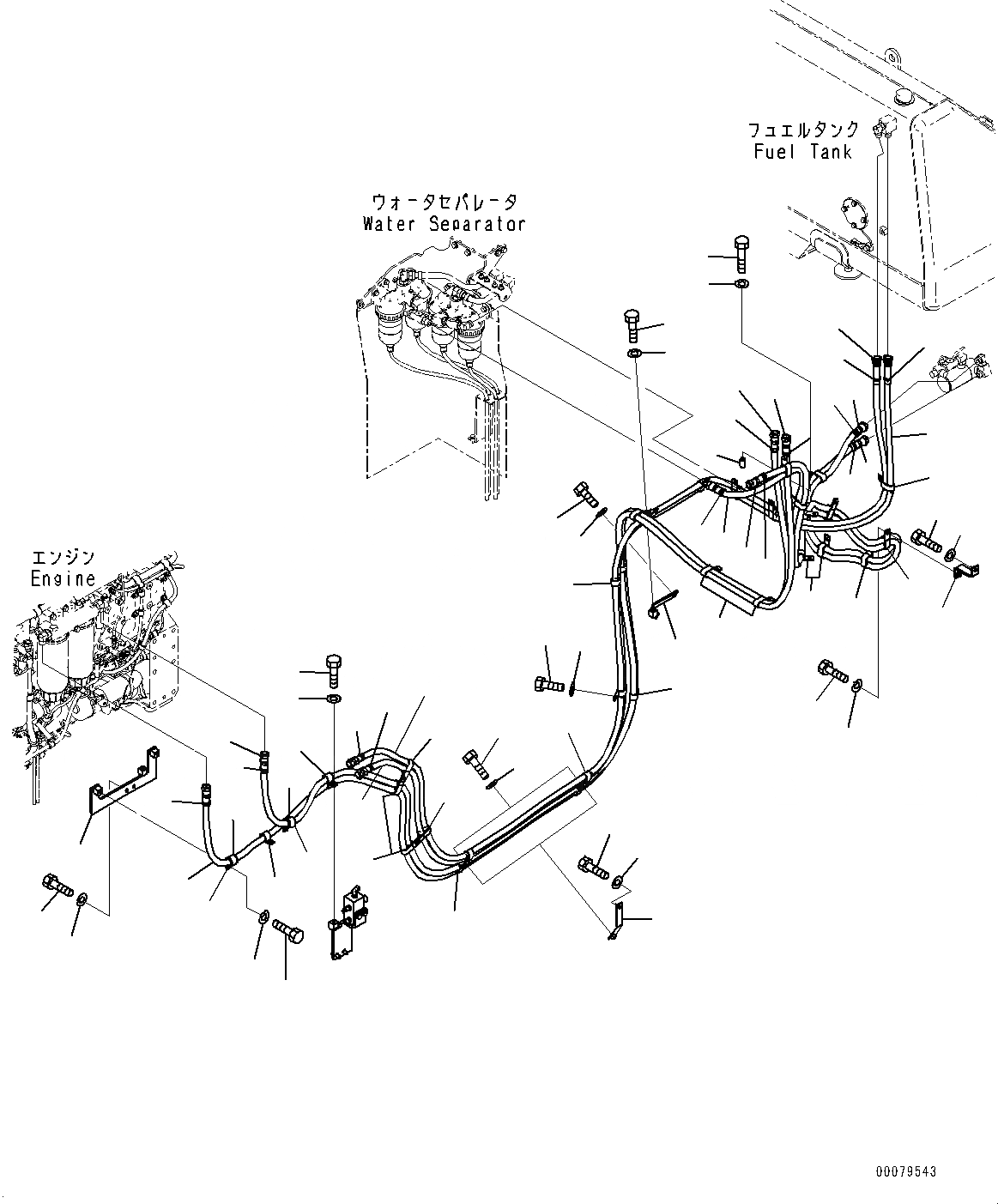 Схема запчастей Komatsu D475ASD-5E0 - ТОПЛИВОПРОВОД., ОСНОВН. ТРУБЫ (№7-7) ТОПЛИВОПРОВОД., ДЛЯ МАСЛ. БЫСТР. ЗАПРАВ., EXTRA BAD ТОПЛИВН. И ПЛОХ. ТОПЛИВО СПЕЦ-ЯIFICATION, ВОДН.+DUST, ДОПОЛН. ФИЛЬТР.