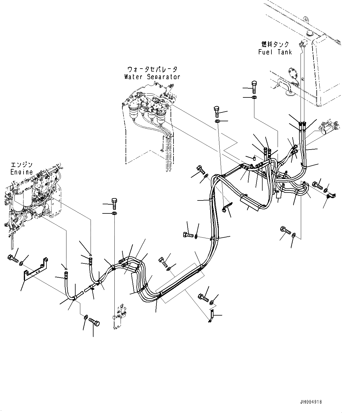 Схема запчастей Komatsu D475ASD-5E0 - ТОПЛИВОПРОВОД., ОСНОВН. ТРУБЫ (№7-) ТОПЛИВОПРОВОД., ДЛЯ МАСЛ. БЫСТР. ЗАПРАВ., EXTRA BAD ТОПЛИВН. И ПЛОХ. ТОПЛИВО СПЕЦ-ЯIFICATION, ВОДН.+DUST, ДОПОЛН. ФИЛЬТР.