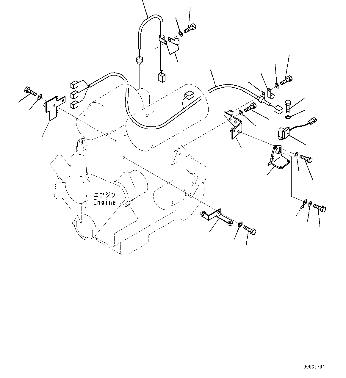Схема запчастей Komatsu D21A-8E0 - ДВИГАТЕЛЬ ПРОВОДКА, ПРОВОДКА (№9-) ДВИГАТЕЛЬ ПРОВОДКА, КАБИНА ROPS