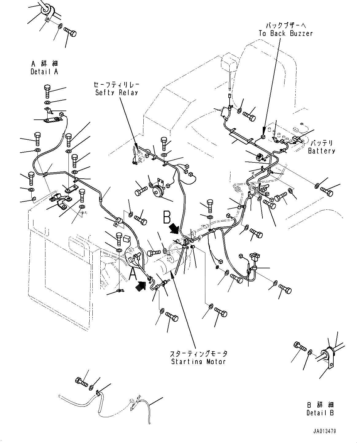 Схема запчастей Komatsu D21A-8E0 - ЭЛЕКТРИКА, ПРОВОДКА И ЗВУК. СИГНАЛ. (№9-) ЭЛЕКТРИКА, С MONO РЫЧАГ РУЛЕВ. УПРАВЛЕНИЕ, ДЛЯ AMP. ГЕНЕРАТОР