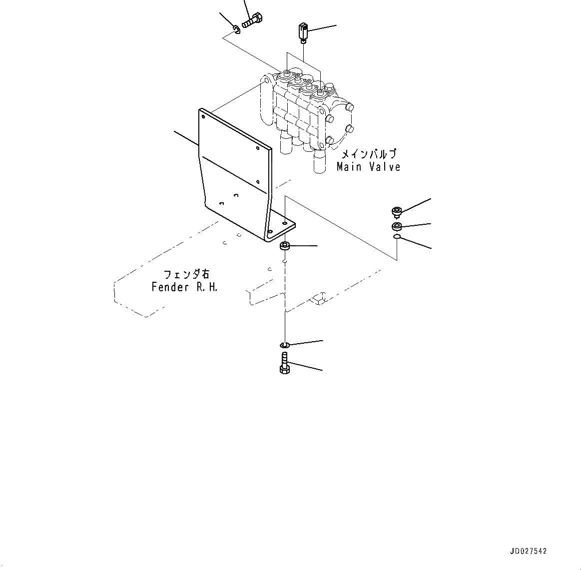 Схема запчастей Komatsu D21A-8E0 - ГИДРАВЛ МАСЛ. УПРАВЛЯЮЩ. КЛАПАН, КРЕПЛЕНИЕ (№9-) ГИДРАВЛ МАСЛ. УПРАВЛЯЮЩ. КЛАПАН, 4-Х СЕКЦИОНН.