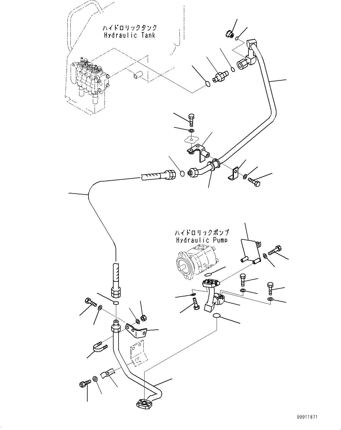 Схема запчастей Komatsu D21A-8E0 - ГИДРОЛИНИЯ, ПОДАЮЩ. ТРУБЫ (№9-) ГИДРОЛИНИЯ, С 4-Х СЕКЦИОНН. КЛАПАН ГИДРАВЛS