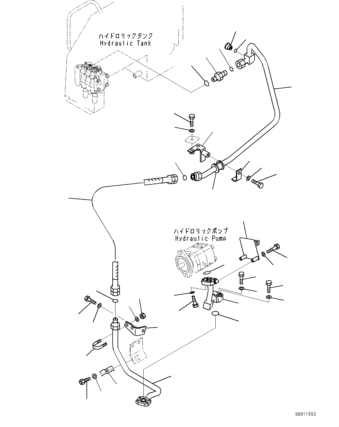 Схема запчастей Komatsu D21A-8E0 - ГИДРОЛИНИЯ, ПОДАЮЩ. ТРУБЫ (№9-) ГИДРОЛИНИЯ, С 3-Х СЕКЦИОНН. КЛАПАН ГИДРАВЛS