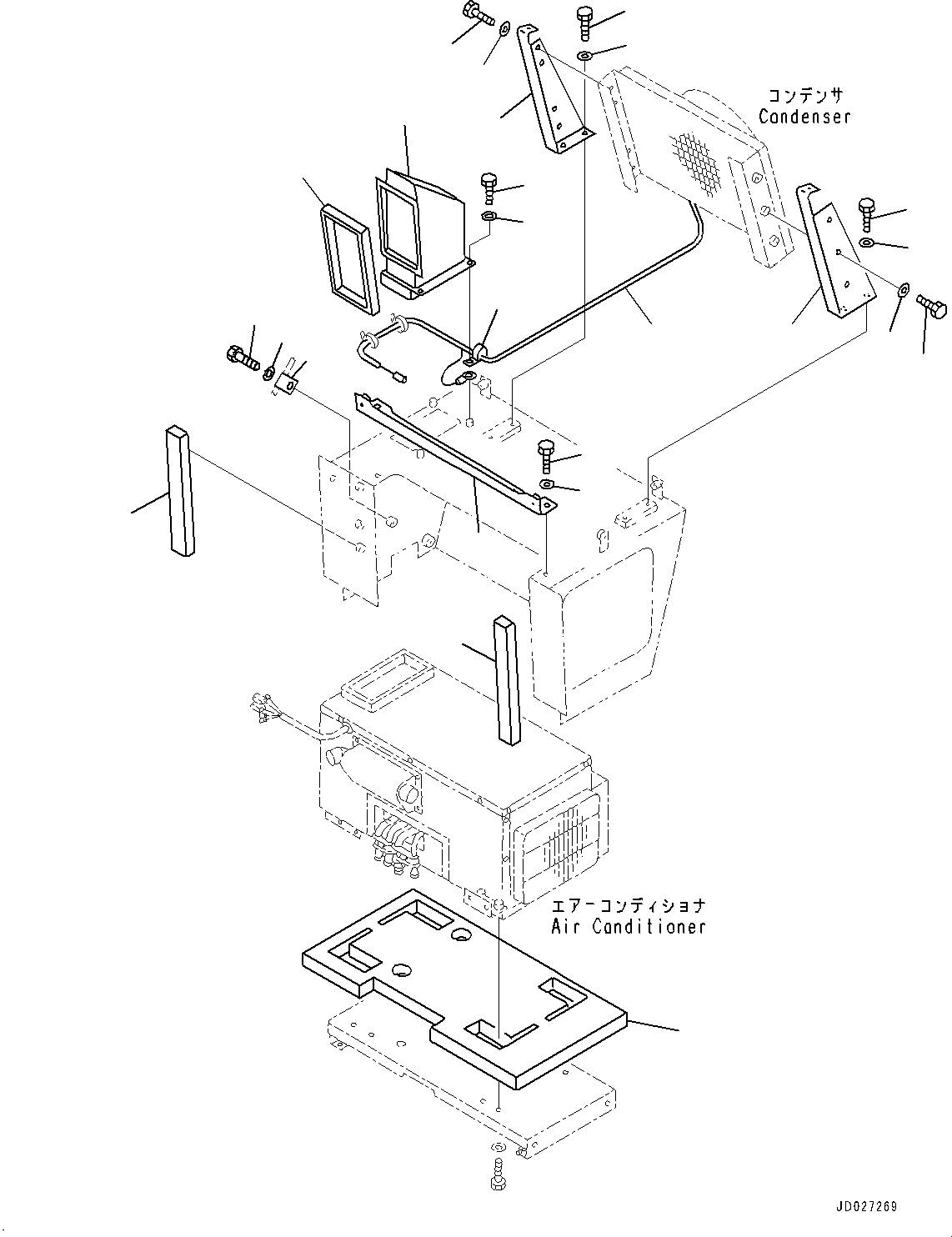 Схема запчастей Komatsu D21A-8E0 - БЛОК КОНДИЦИОНЕРА, КРЕПЛЕНИЕ КОНДЕНСАТОРА (№9-) БЛОК КОНДИЦИОНЕРА, С MONO РЫЧАГ РУЛЕВ. УПРАВЛЕНИЕ