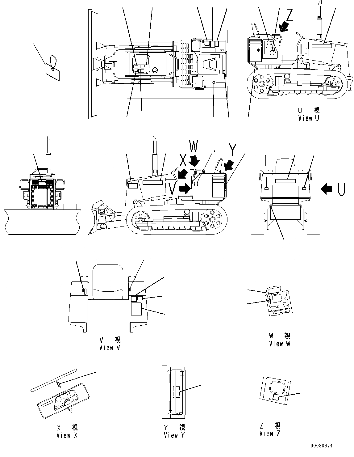 Схема запчастей Komatsu D21A-8E0 - МАРКИРОВКА (№9-) МАРКИРОВКА, АНГЛ., США И PUERTO RICO