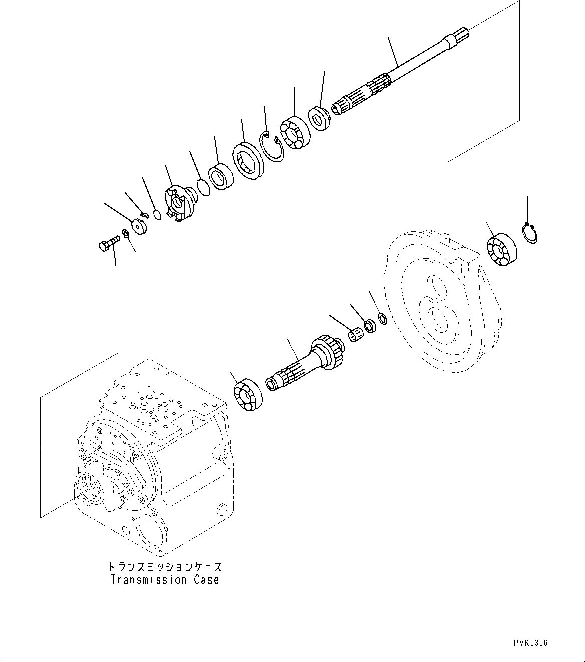 Схема запчастей Komatsu D21P-8E0 - ТРАНСМИССИЯ, ВХОД И ВЫХОДНОЙ ВАЛ (№9-) ТРАНСМИССИЯ, С ПЕРЕД. - РЕВЕРС ТРАНСМИССИЯ