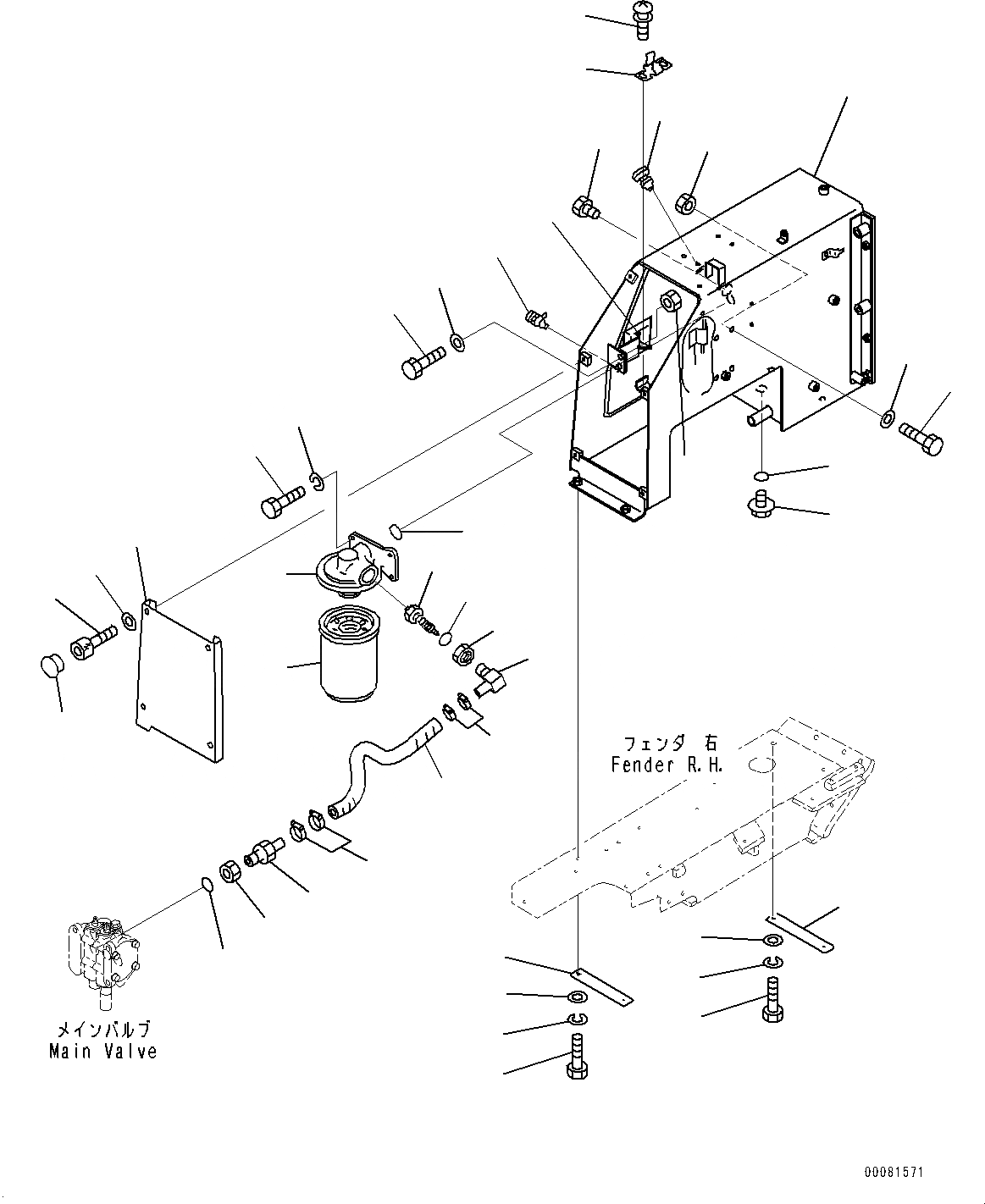 Схема запчастей Komatsu D21P-8E0 - ГИДР. БАК. ГРУППА (№9-) ГИДР. БАК. ГРУППА, КАБИНА ROPS