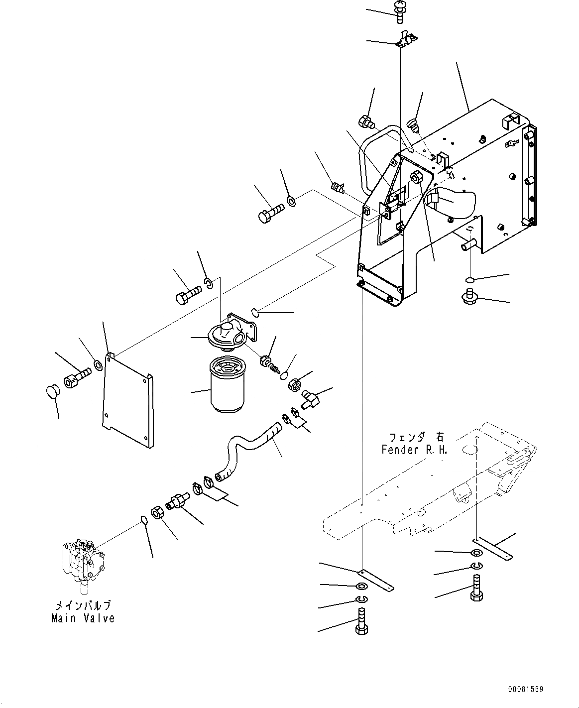 Схема запчастей Komatsu D21P-8E0 - ГИДР. БАК. ГРУППА (№9-) ГИДР. БАК. ГРУППА, БЕЗ КАБИНА ROPS