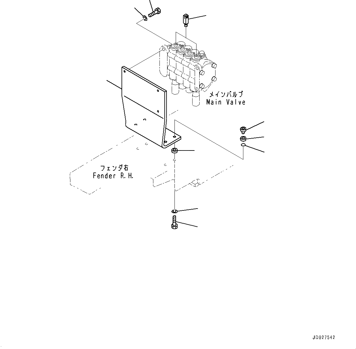 Схема запчастей Komatsu D21P-8E0 - ГИДРАВЛ МАСЛ. УПРАВЛЯЮЩ. КЛАПАН, КРЕПЛЕНИЕ (№9-) ГИДРАВЛ МАСЛ. УПРАВЛЯЮЩ. КЛАПАН, 4-Х СЕКЦИОНН.