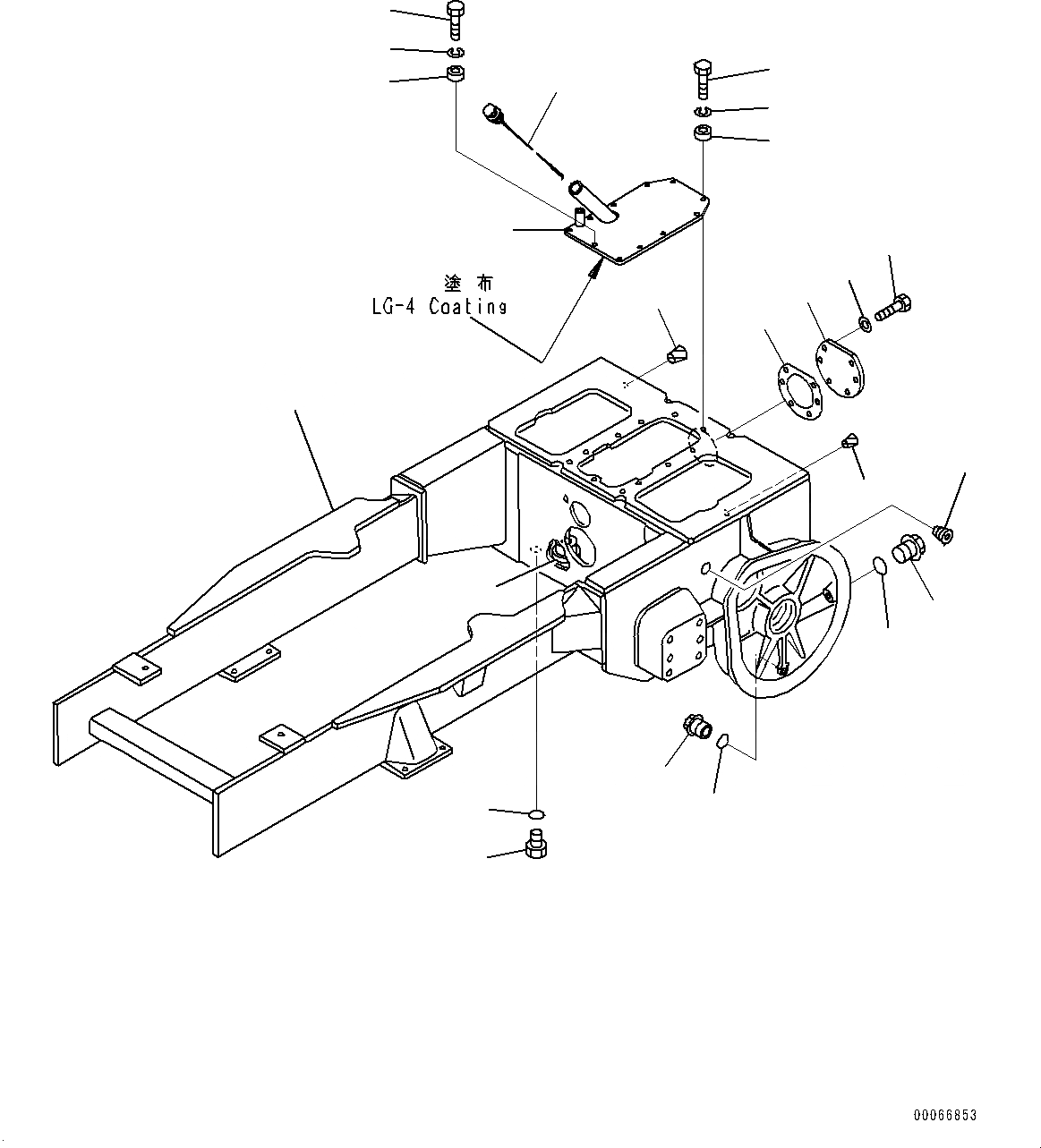 Схема запчастей Komatsu D21P-8E0 - ОСНОВН. РАМА, РАМА (№9-) ОСНОВН. РАМА, БЕЗ -РЫЧАГ УПРАВЛЕНИЯ ПОВОРОТОМ