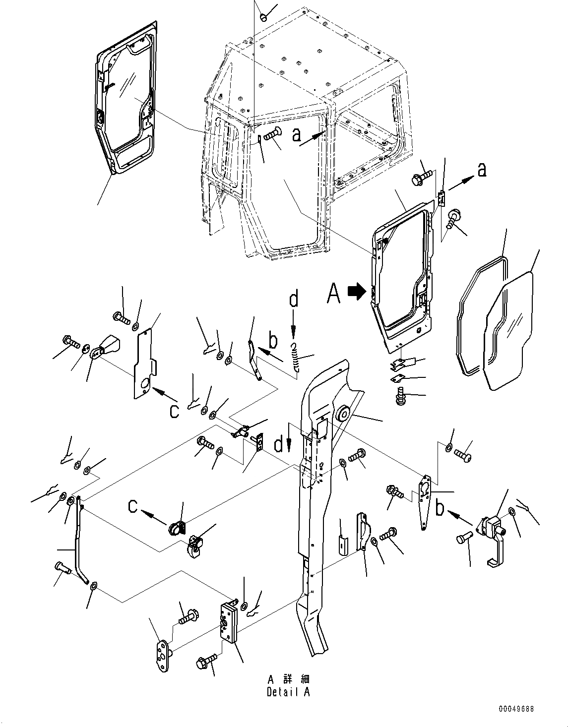 Схема запчастей Komatsu D475A-5E0 - КАБИНА, ДВЕРЬ И ЗАМОК (/) (№7-) КАБИНА, С КОЗЫРЕК, ДВОЙН. ОКНА ДВОРНИКИ, ДЛЯ СТРАН ЕС БЕЗОПАСН. REGULATION