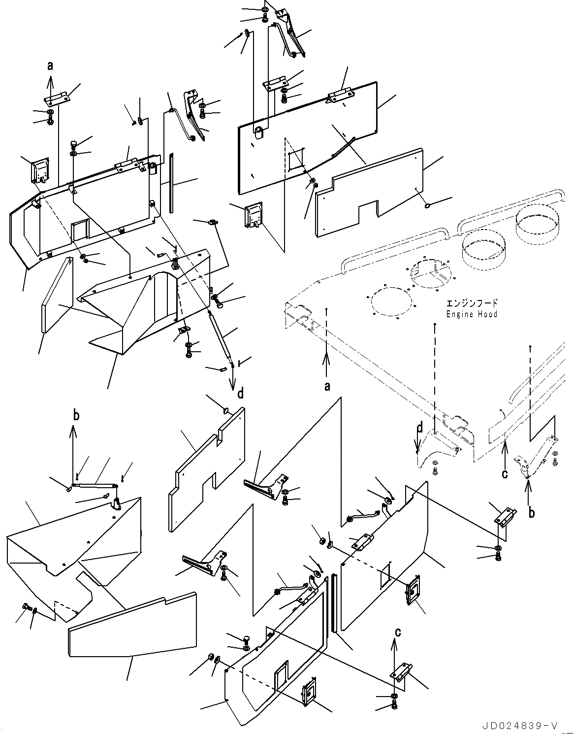 Схема запчастей Komatsu D475A-5E0 - КАПОТ И БОКОВ. КРЫШКА ГРУППА, БОКОВ. КРЫШКА (/) (№7-) КАПОТ И БОКОВ. КРЫШКА ГРУППА, ENGINВОЗД.E ТИП