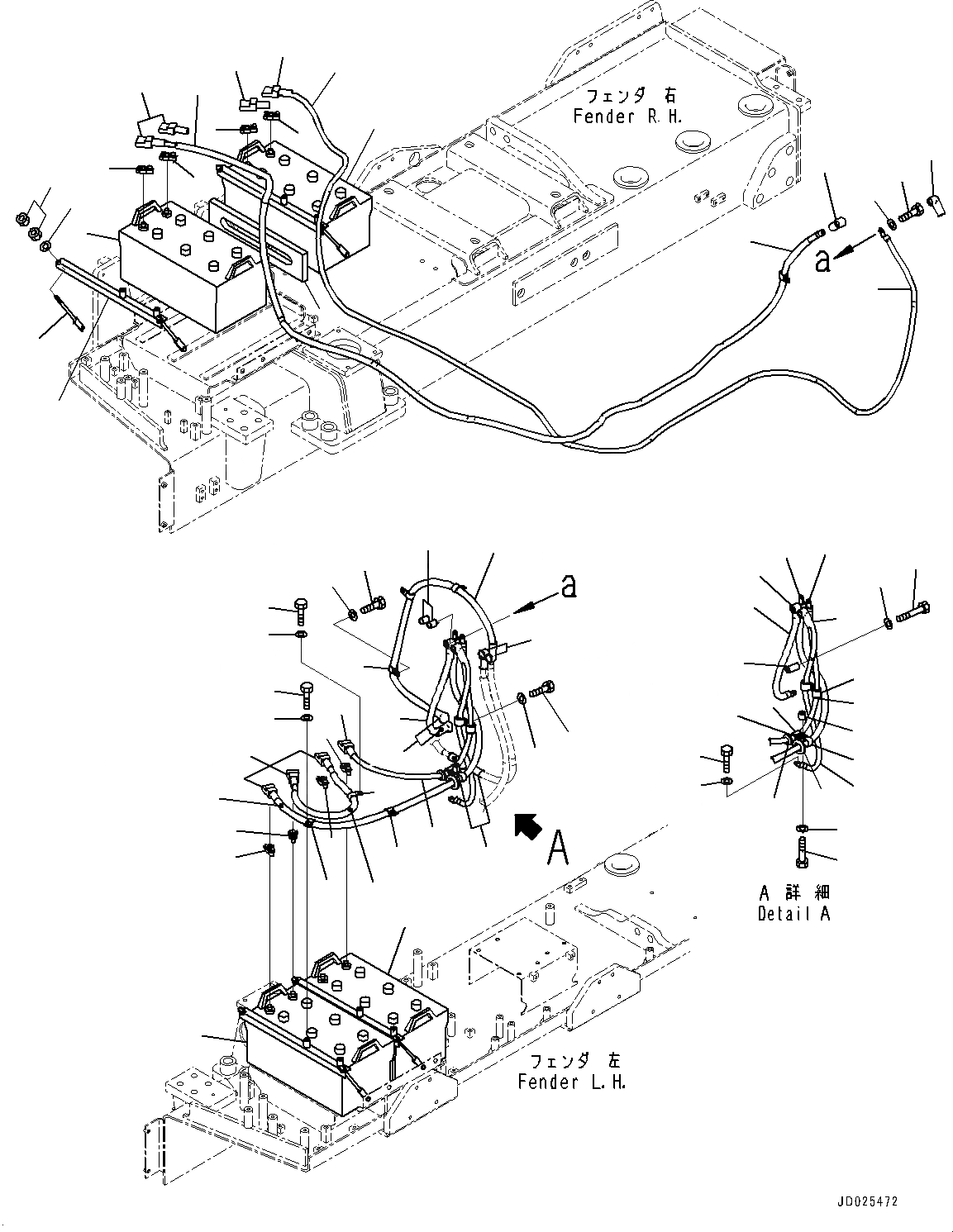 Схема запчастей Komatsu D475A-5E0 - КРЫЛО, АККУМУЛЯТОР И ПРОВОДКА (№7-) КРЫЛО, ЕС ARRANGEMENT, ВЫСОК. ЕМК. АККУМУЛЯТОР, ДЛЯ ОТВАЛ С ДВОЙН. ПЕРЕКОСОМ