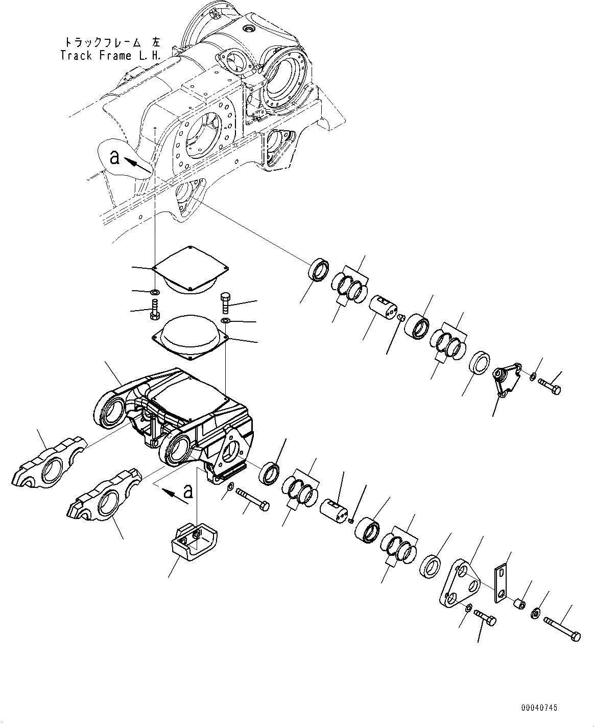 Схема запчастей Komatsu D475A-5E0 - ГУСЕНИЧНАЯ РАМА, ТЕЛЕЖКА, ЛЕВ. (№7-) ГУСЕНИЧНАЯ РАМА, С ЗАЩИТА ОПОРНЫХ КАТКОВ, ДЛЯ ХОЛОДН. AREA СПЕЦ-ЯIFICATION A (- DEG C)
