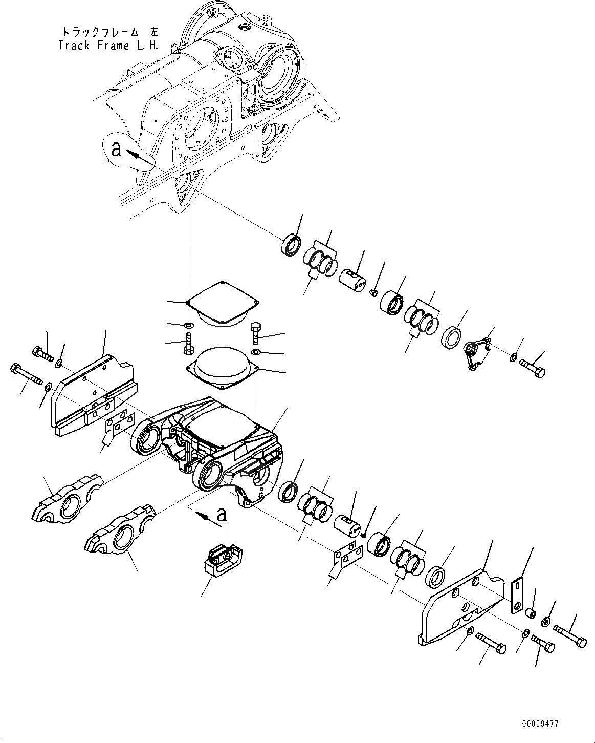 Схема запчастей Komatsu D475A-5E0 - ГУСЕНИЧНАЯ РАМА, ТЕЛЕЖКА, 4, ЛЕВ. (№-) ГУСЕНИЧНАЯ РАМА, С ПОЛН. LENGTH ЗАЩИТА ОПОРНЫХ КАТКОВ, ДЛЯ ХОЛОДН. AREA СПЕЦ-ЯIFICATION A (- DEG C)