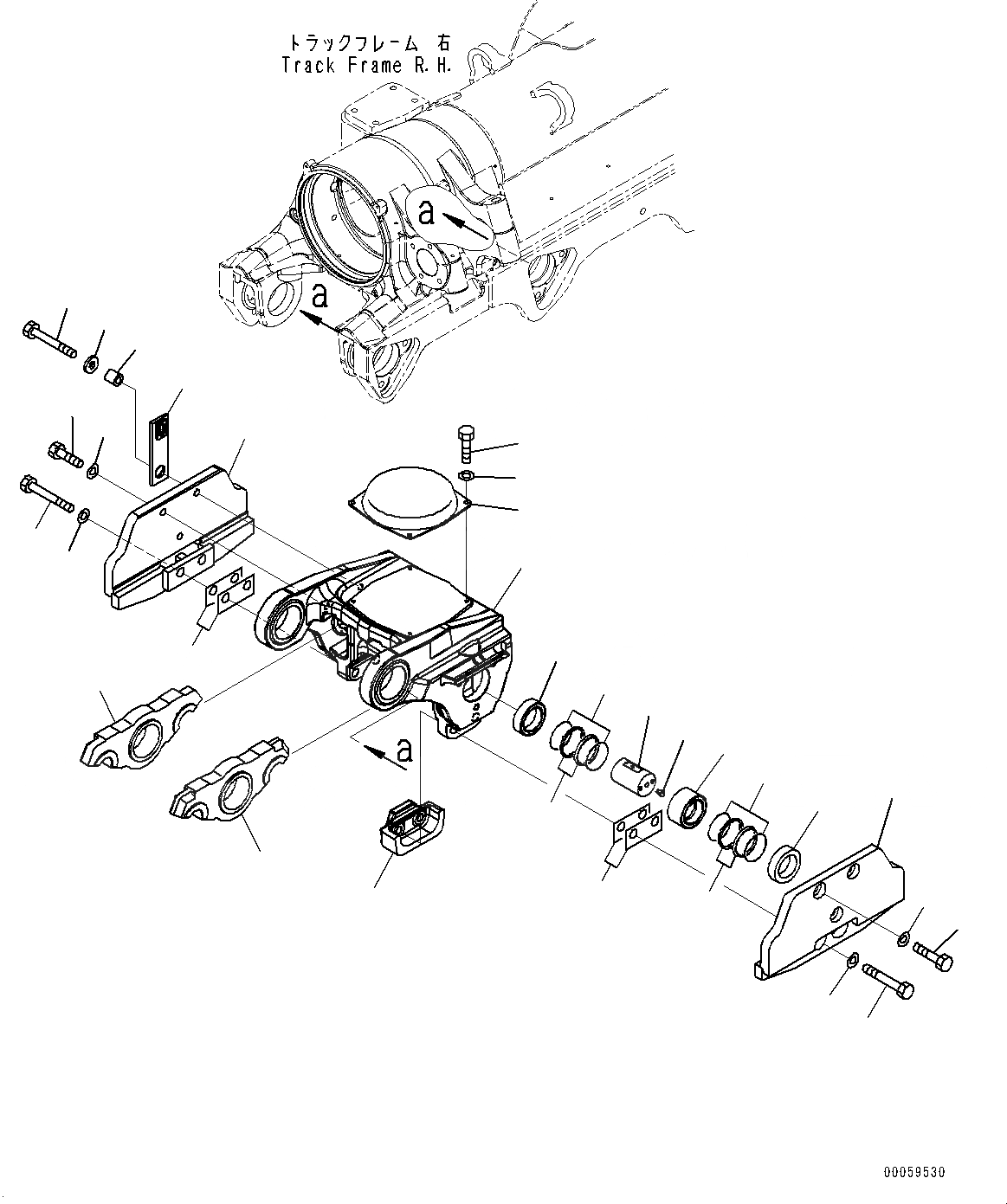 Схема запчастей Komatsu D475A-5E0 - ГУСЕНИЧНАЯ РАМА, ТЕЛЕЖКА, 2 И 3, ПРАВ. (№-) ГУСЕНИЧНАЯ РАМА, С ПОЛН. LENGTH ЗАЩИТА ОПОРНЫХ КАТКОВ