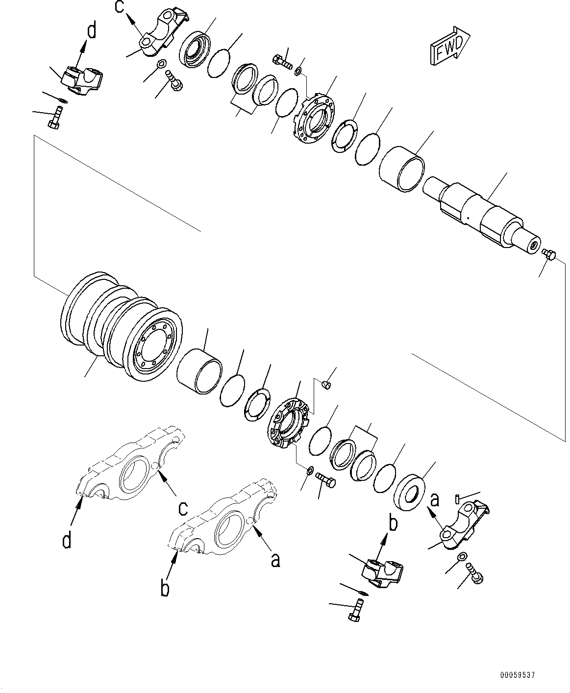 Схема запчастей Komatsu D475A-5E0 - ГУСЕНИЧНАЯ РАМА, ОПОРНЫЙ КАТОК, 4, ПРАВ. (/) (№7-) ГУСЕНИЧНАЯ РАМА, С ПОЛН. LENGTH ЗАЩИТА ОПОРНЫХ КАТКОВ