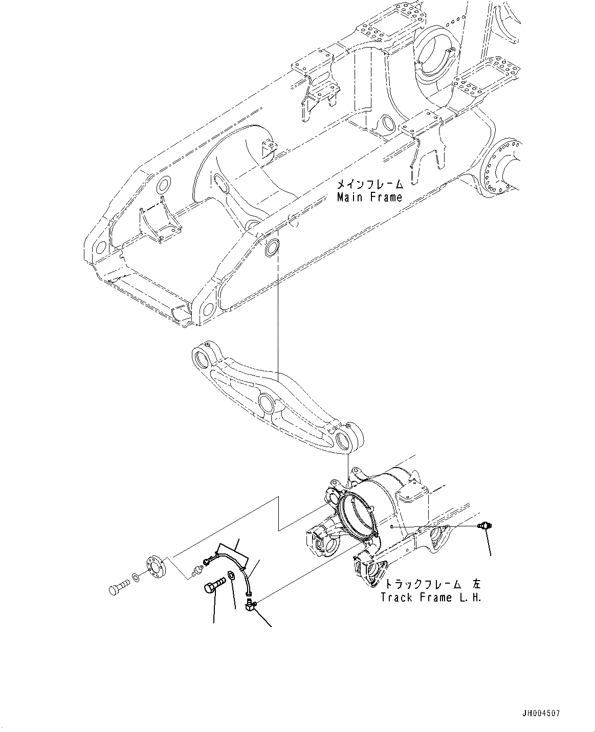 Схема запчастей Komatsu D475A-5E0 - ГУСЕНИЧНАЯ РАМА, БАЛКА БАЛАНСИРА СМАЗКА, ЛЕВ. (№7-) ГУСЕНИЧНАЯ РАМА, С ЗАЩИТА ОПОРНЫХ КАТКОВ, ДЛЯ ХОЛОДН. AREA СПЕЦ-ЯIFICATION A (- DEG C), ОТВАЛ С ДВОЙН. ПЕРЕКОСОМ, WEAR RESISTING ВТУЛКА