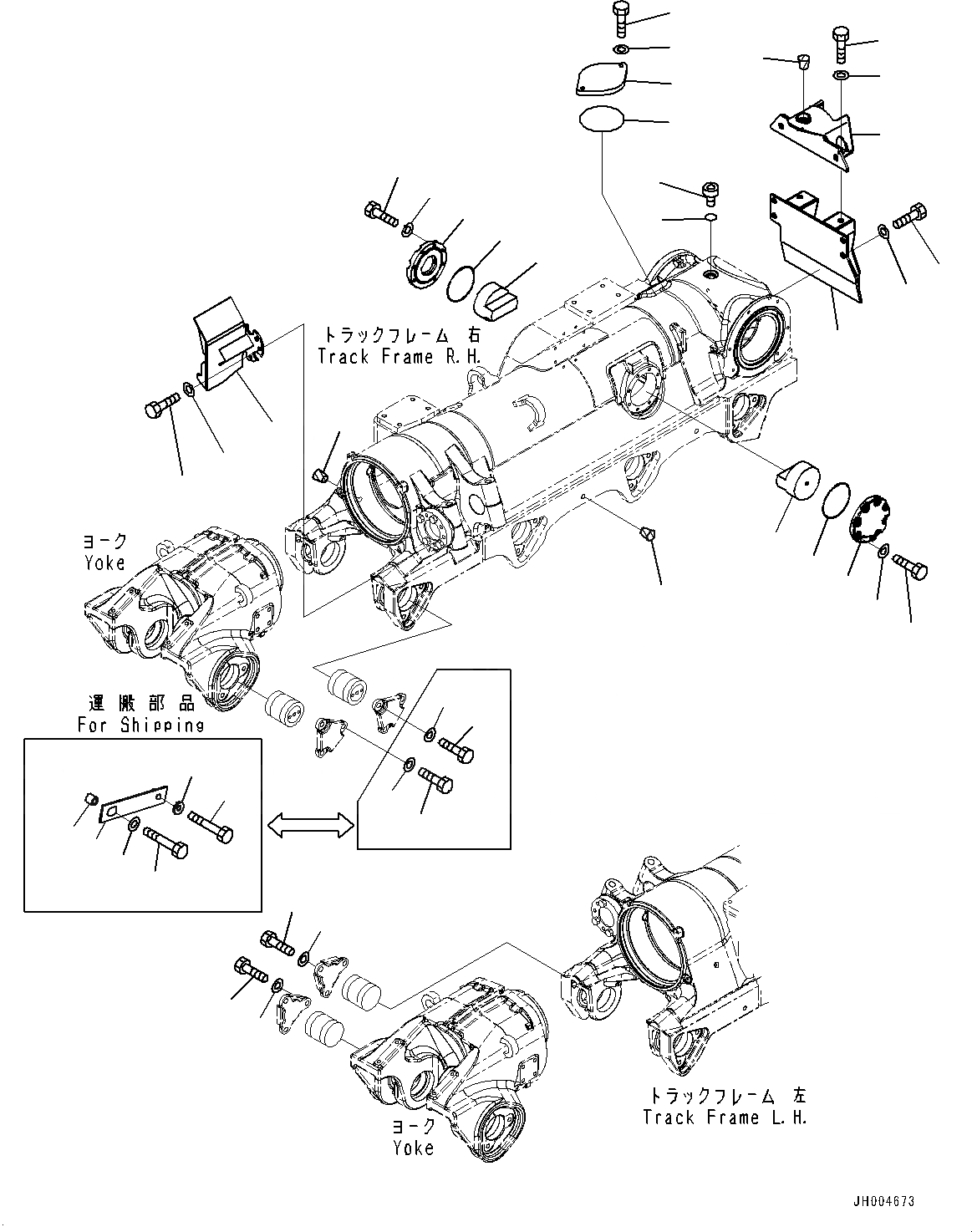 Схема запчастей Komatsu D475A-5E0 - ГУСЕНИЧНАЯ РАМА, КРЫШКИ, ПРАВ. (№-) ГУСЕНИЧНАЯ РАМА, С ЗАЩИТА ОПОРНЫХ КАТКОВ