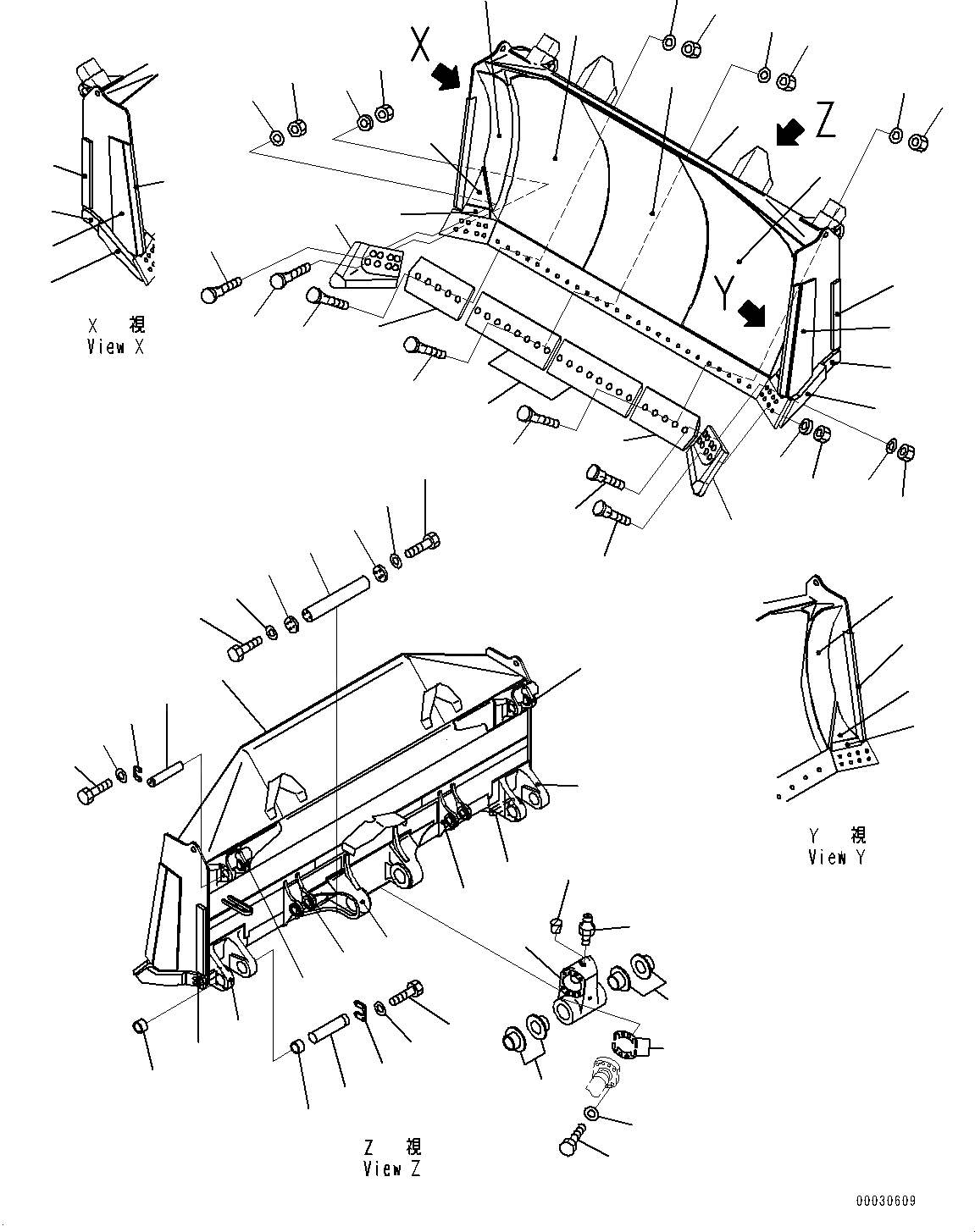 Схема запчастей Komatsu D475A-5E0 - ОТВАЛ, РЕЖУЩ. КРОМКА И END BIT (№7-) ОТВАЛ, УСИЛ., ПОЛУ U, С ТОЛКАЮЩ. ПЛАСТИНА