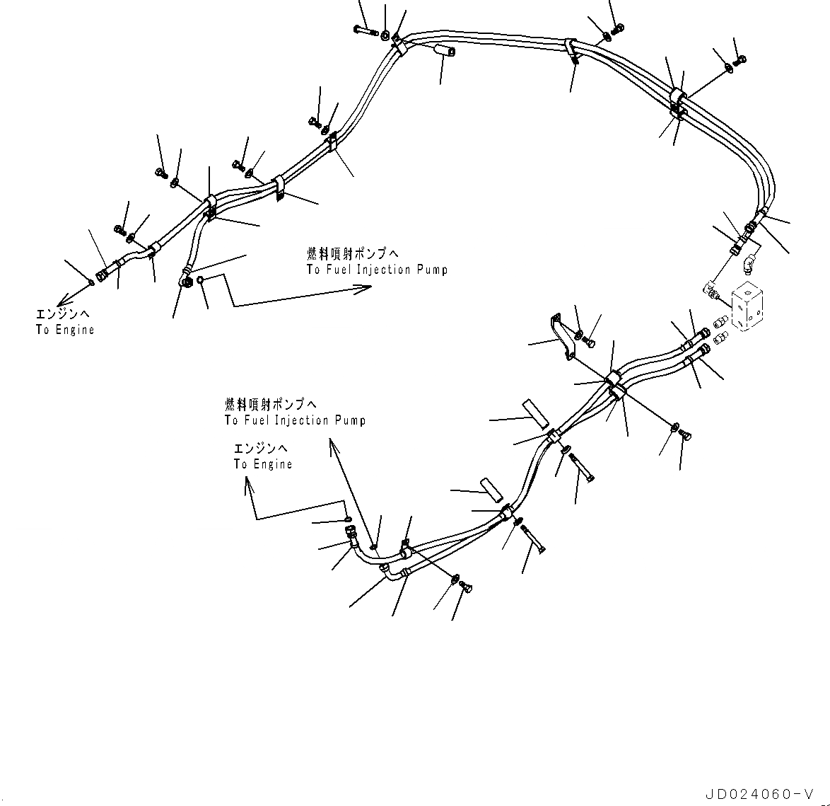 Схема запчастей Komatsu D475A-5E0 - ТОПЛИВОПРОВОД., ДВИГАТЕЛЬ ТРУБЫ (№7-) ТОПЛИВОПРОВОД., PROVISION ДЛЯ ТОПЛИВН. БЫСТР. ЗАПРАВ. СИСТЕМА
