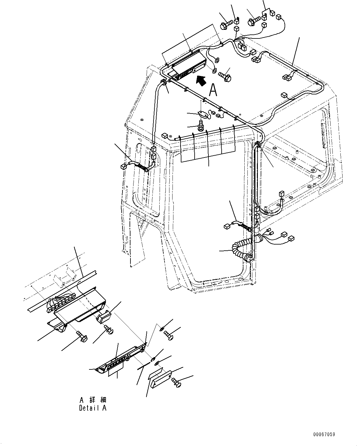 Схема запчастей Komatsu D475A-5E0 - КАБИНА, ПЕРЕКЛЮЧАТЕЛЬ ПАНЕЛЬ (№7-) КАБИНА, С AM-FM STEREO РАДИО, CASSETTE, ЕСКАНАТ, ASIA, КОЗЫРЕК, ФИКС. БОКОВ. ОКНА, ДЛЯ MINING СПЕЦ-ЯIFICATION