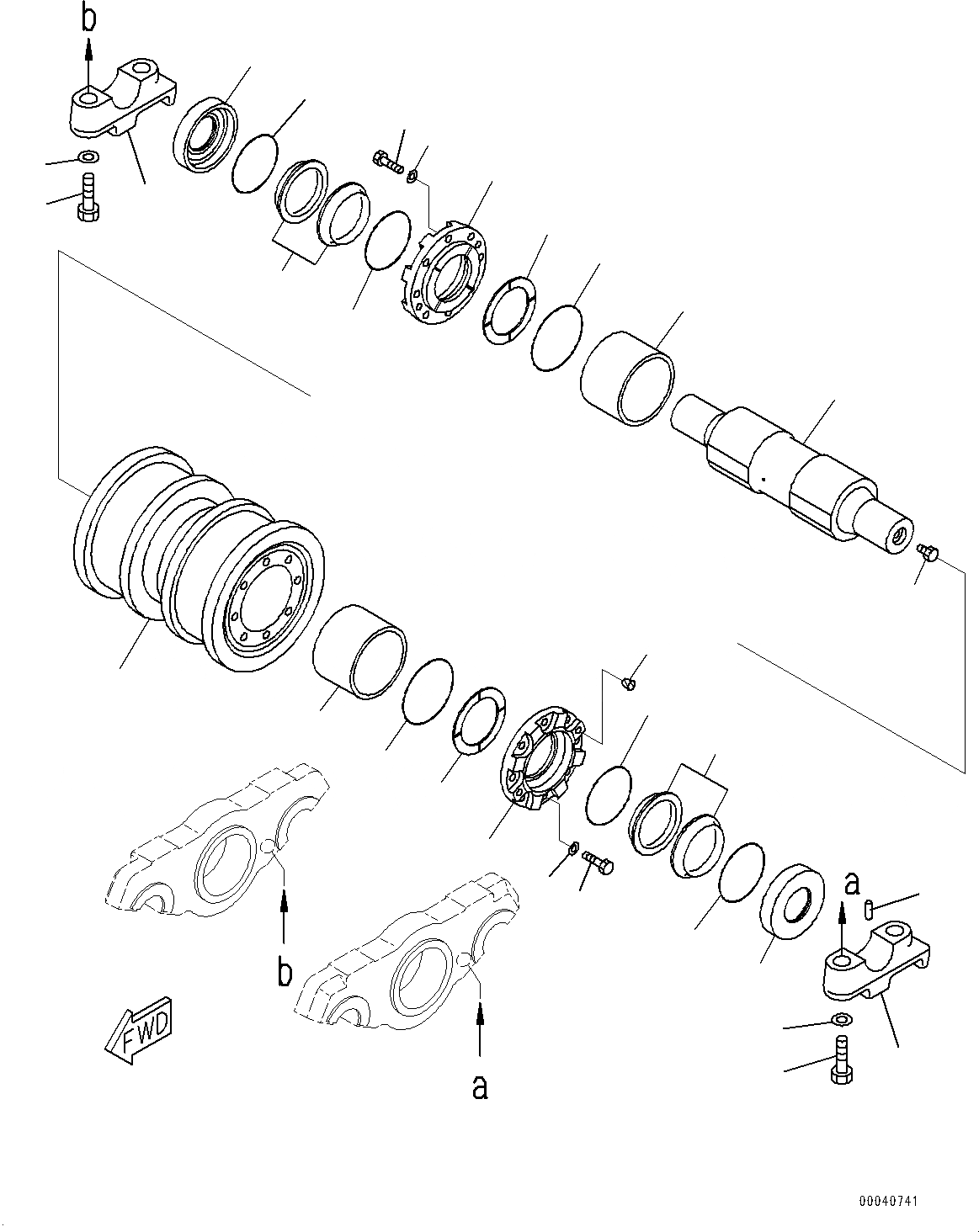 Схема запчастей Komatsu D475A-5E0 - ГУСЕНИЧНАЯ РАМА, ОПОРНЫЙ КАТОК, ЛЕВ. (/) (№7-) ГУСЕНИЧНАЯ РАМА, С ЗАЩИТА ОПОРНЫХ КАТКОВ, ДЛЯ ХОЛОДН. AREA СПЕЦ-ЯIFICATION A (- DEG C)